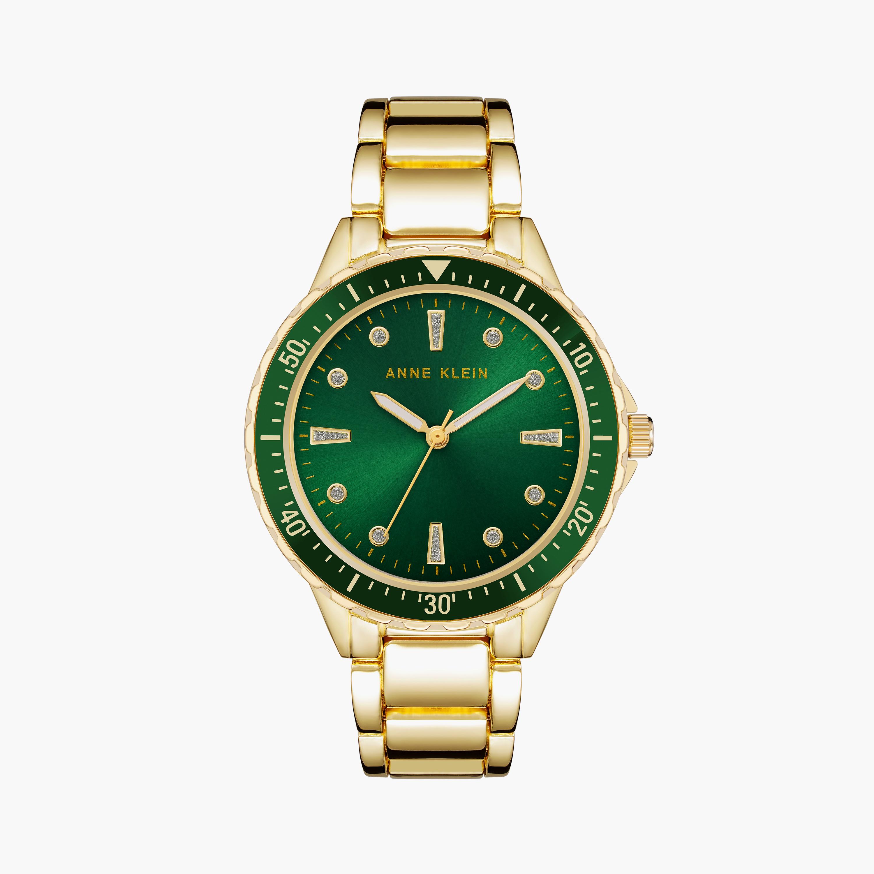 آن كلاين - ساعة يد نسائية تناظرية بسوار معدني ذهبي | AK3698BKGB-women-watchesandjewellery-watches-image-1