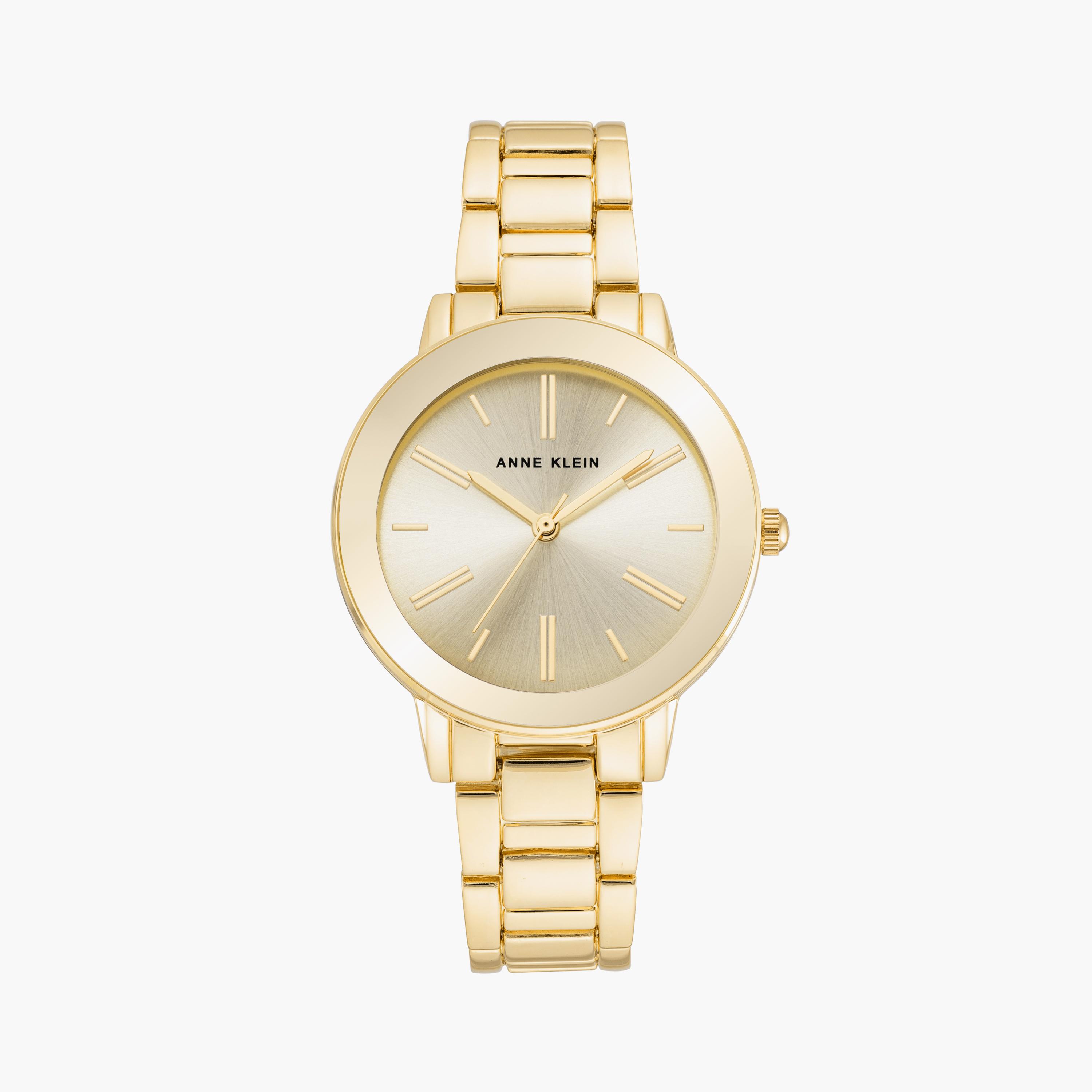 آن كلاين - ساعة يد نسائية تناظرية بسوار معدني ذهبي | AK3764BKGB-women-watchesandjewellery-watches-image-1
