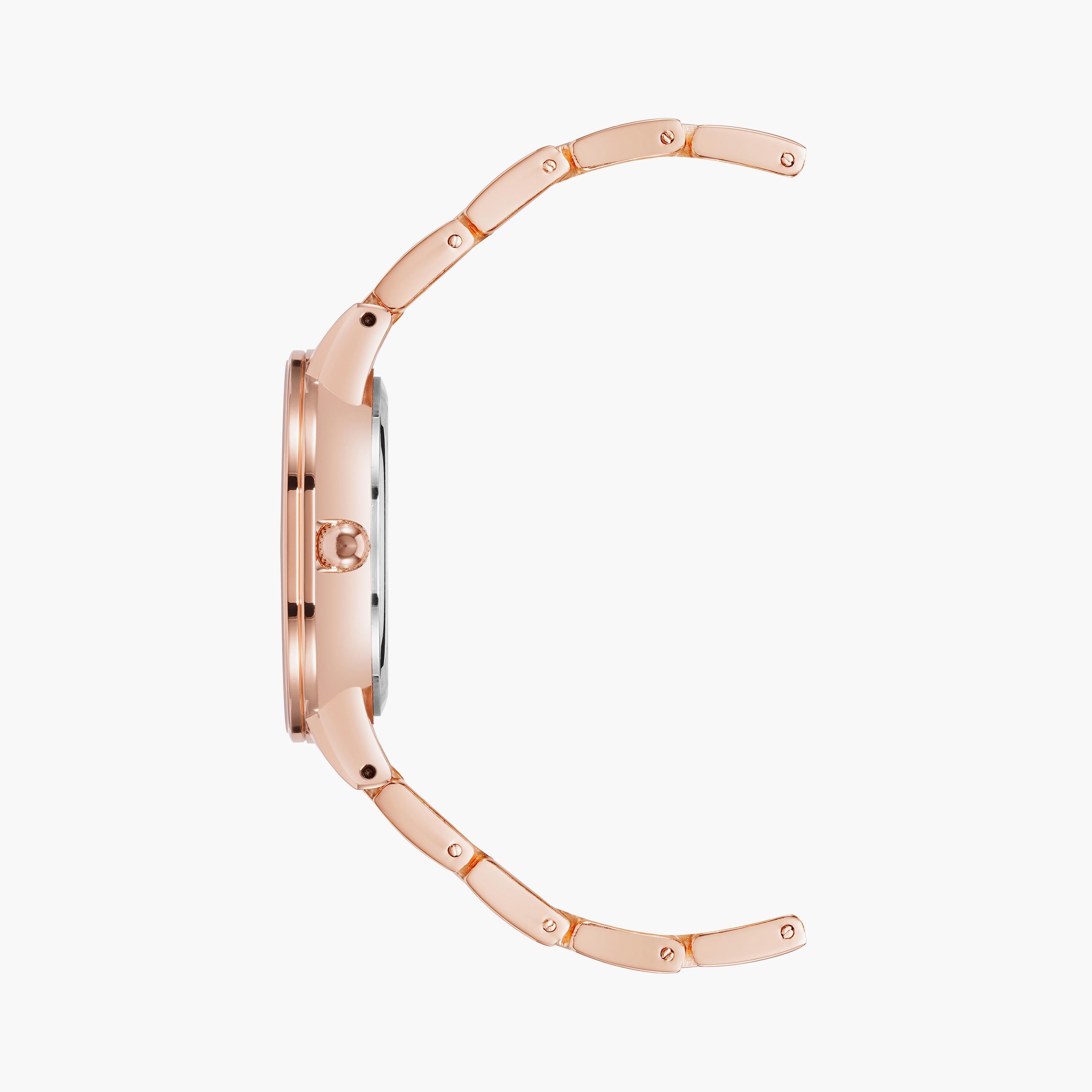 آن كلاين - ساعة يد نسائية تناظرية بسوار معدني روز جولد | AK3914BKGB-women-watchesandjewellery-watches-image-2