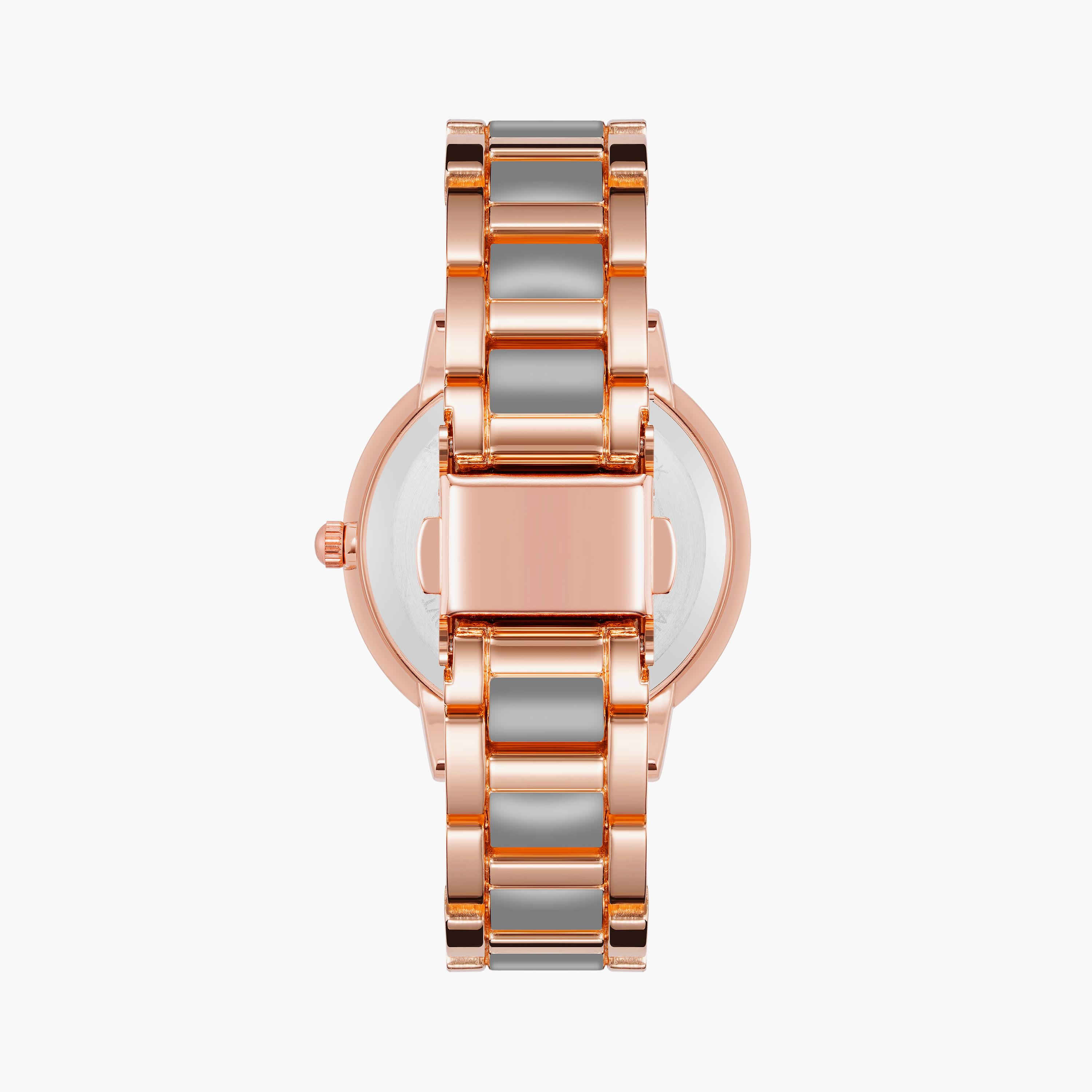 آن كلاين - ساعة يد نسائية تناظرية بسوار معدني روز جولد | AK3914BKGB-women-watchesandjewellery-watches-image-3