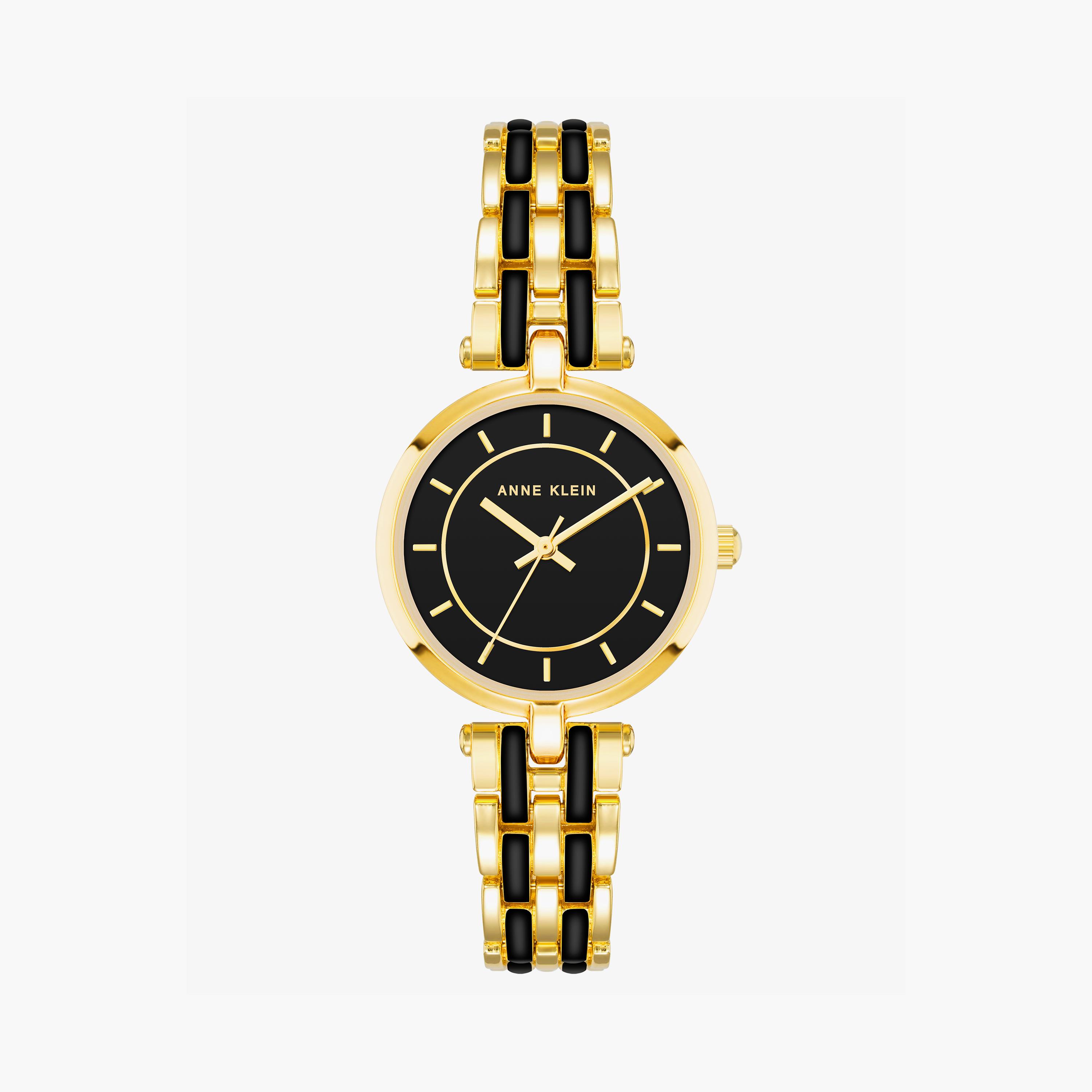 Anne Klein Black & Gold Analog Metal Watch | AK3918BKGB-women-watchesandjewellery-watches-image-1