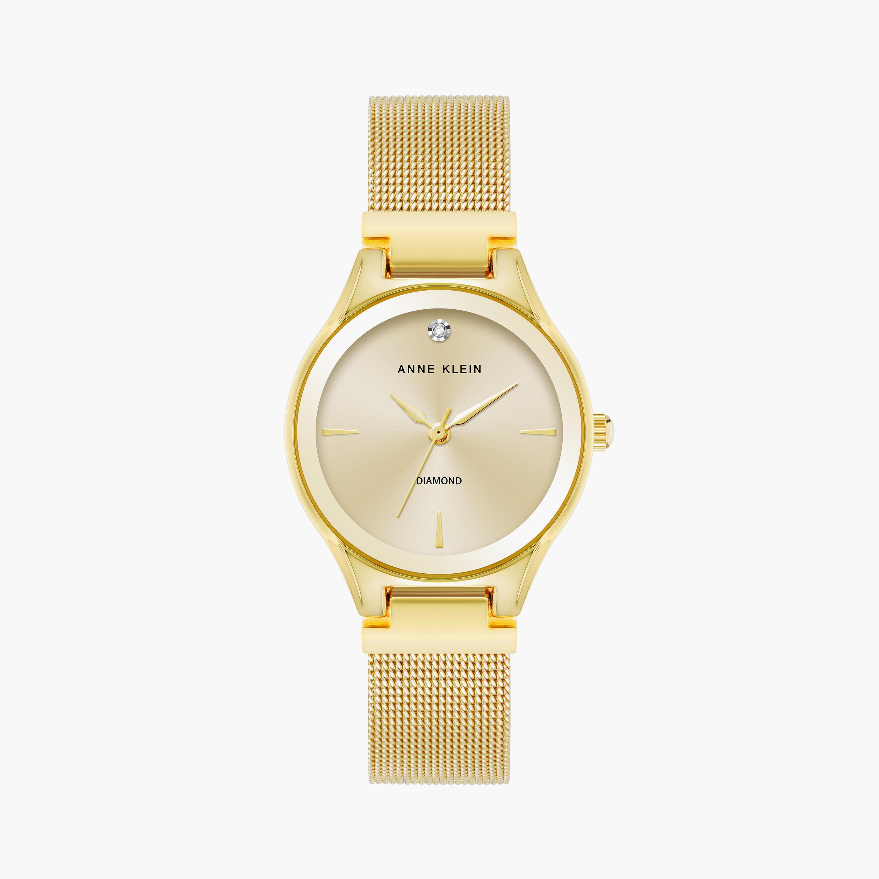آن كلاين - ساعة يد تناظرية بسوار معدني ذهبي | AK3964CHGB-women-watchesandjewellery-watches-image-1