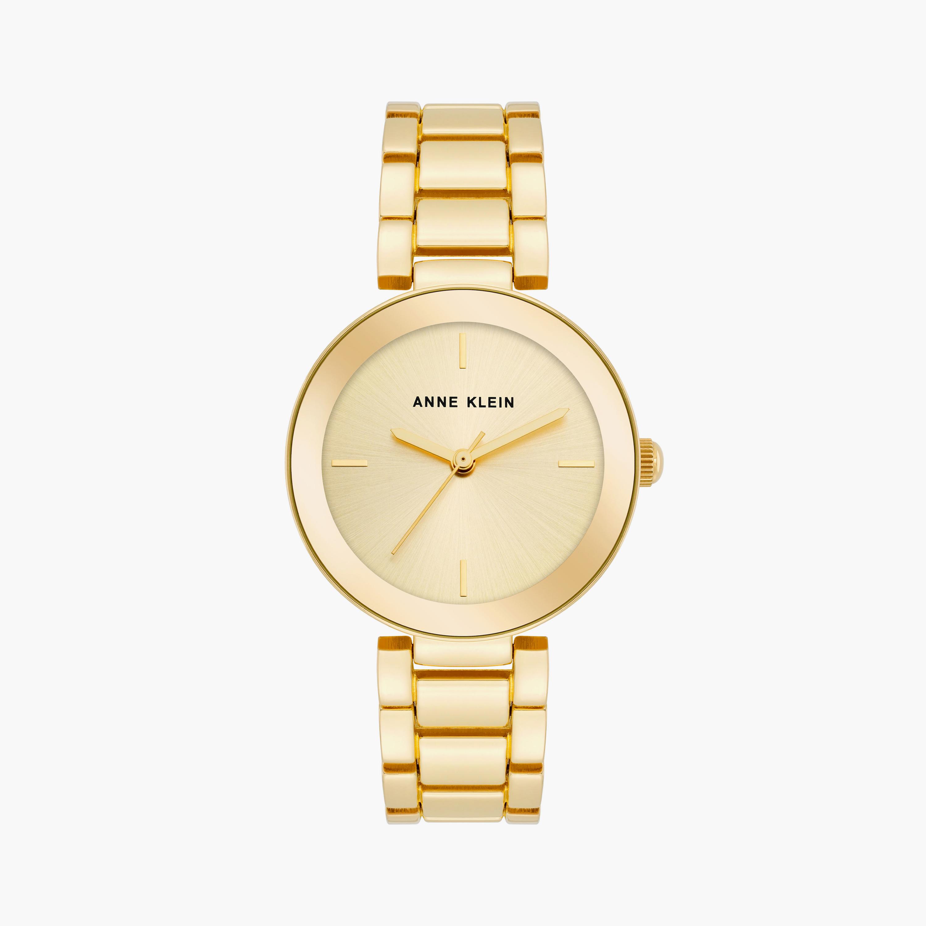 آن كلاين - ساعة يد تناظرية بسوار معدني ذهبي | AK4182CHGB-women-watchesandjewellery-watches-image-1