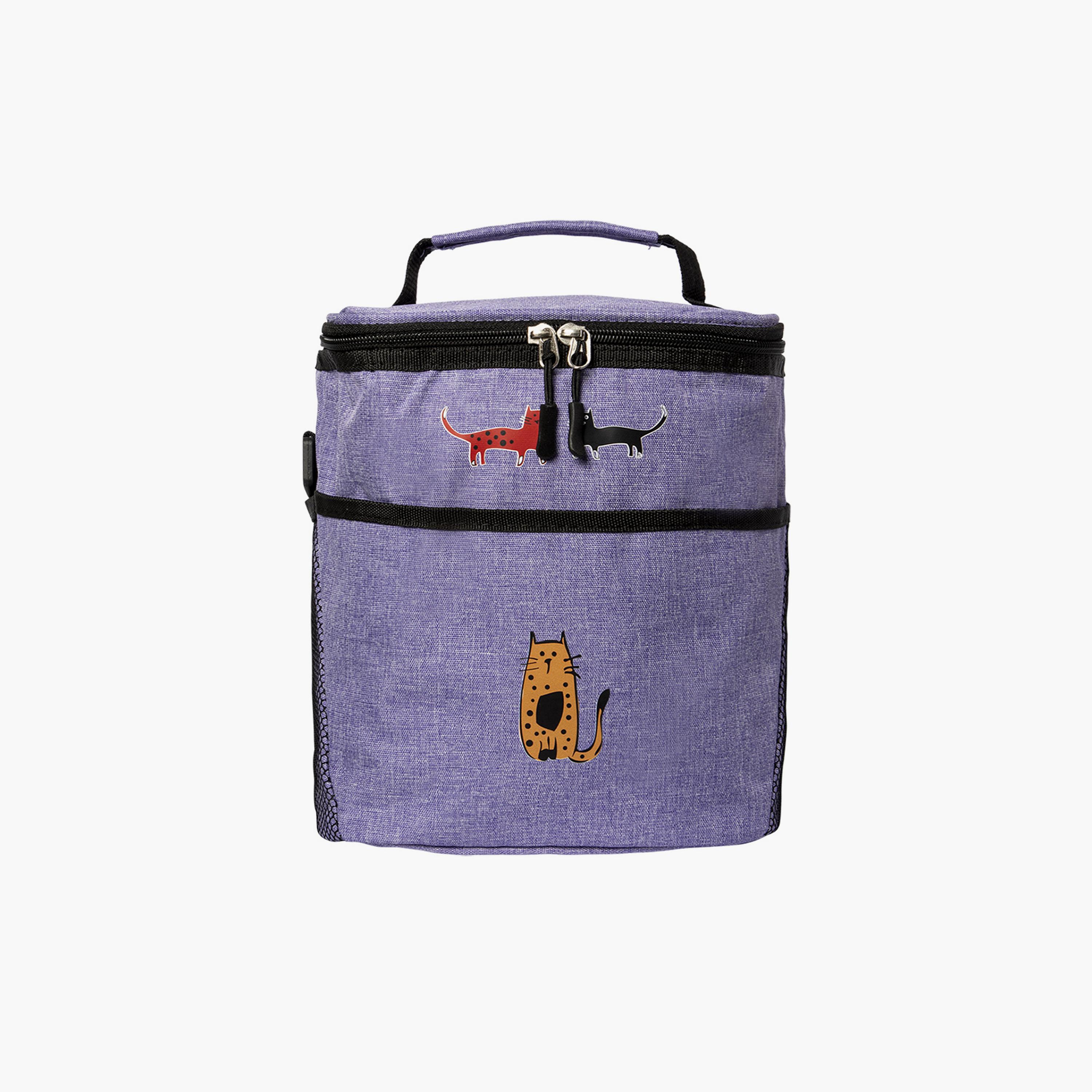 BiggDesign Cats Insulated Lunch Bag, Purple-school-lunchessentials-lunchbags-image-1