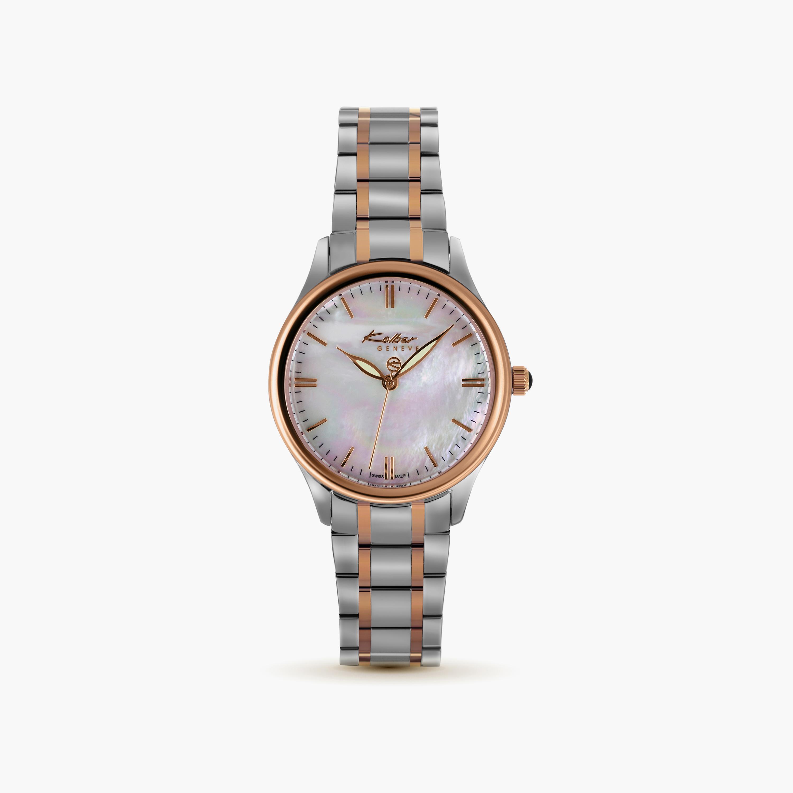 Buy Women s Kolber Geneve Silver Rose Gold Analog Stainless Steel Strap Watch K3068231852 Online Centrepoint UAE