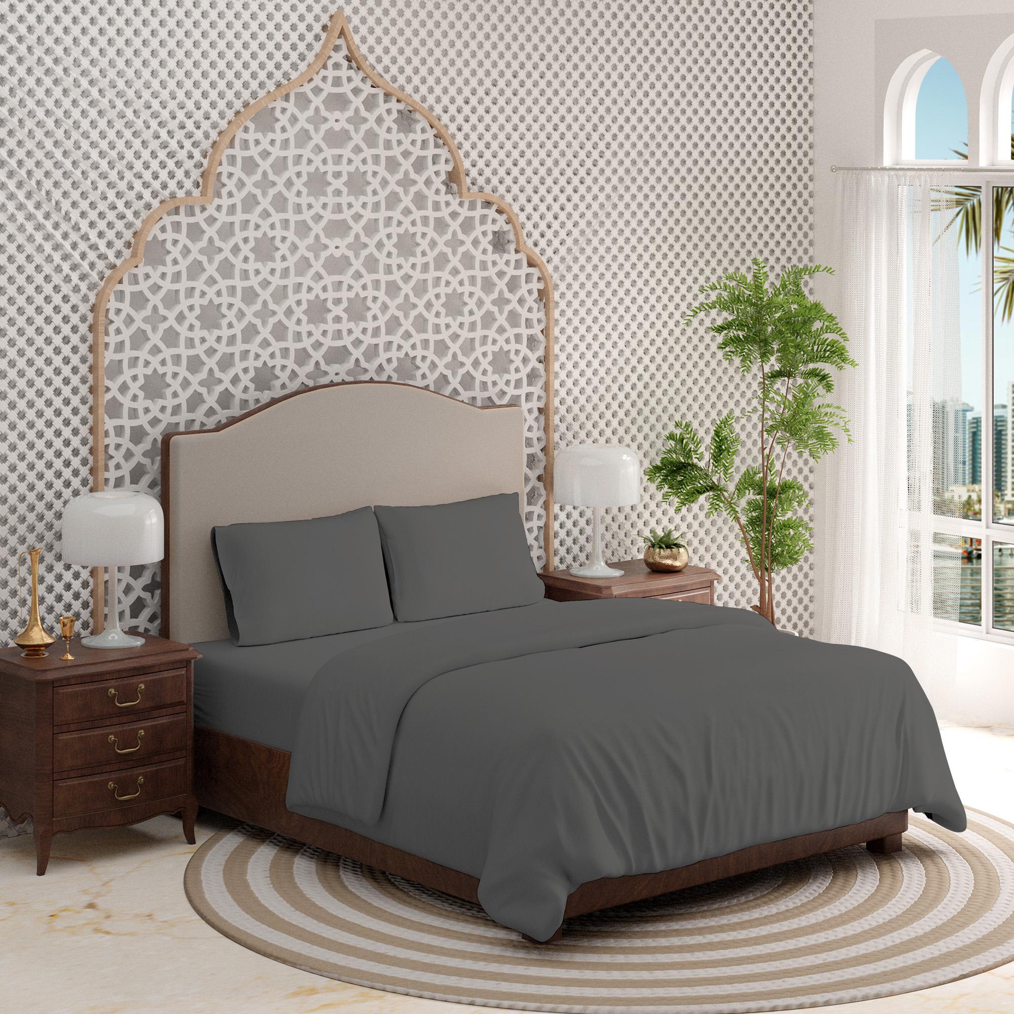 Color Sense Purity Home 400 Thread Count Wrinkle Resistant Cotton Sateen Super King Duvet Cover Set - 220x260 cm