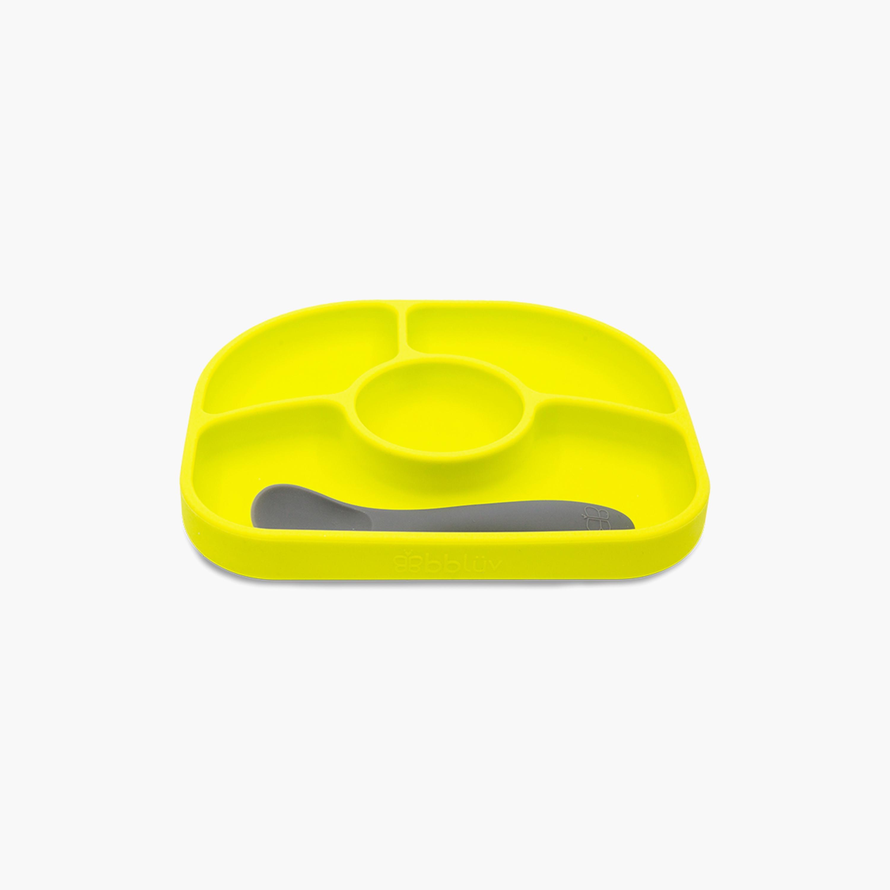 Bbluv Yumi Anti-Spill Silicone Feeding Plate with Spoon-baby-feeding-mealtimeessentials-image-1