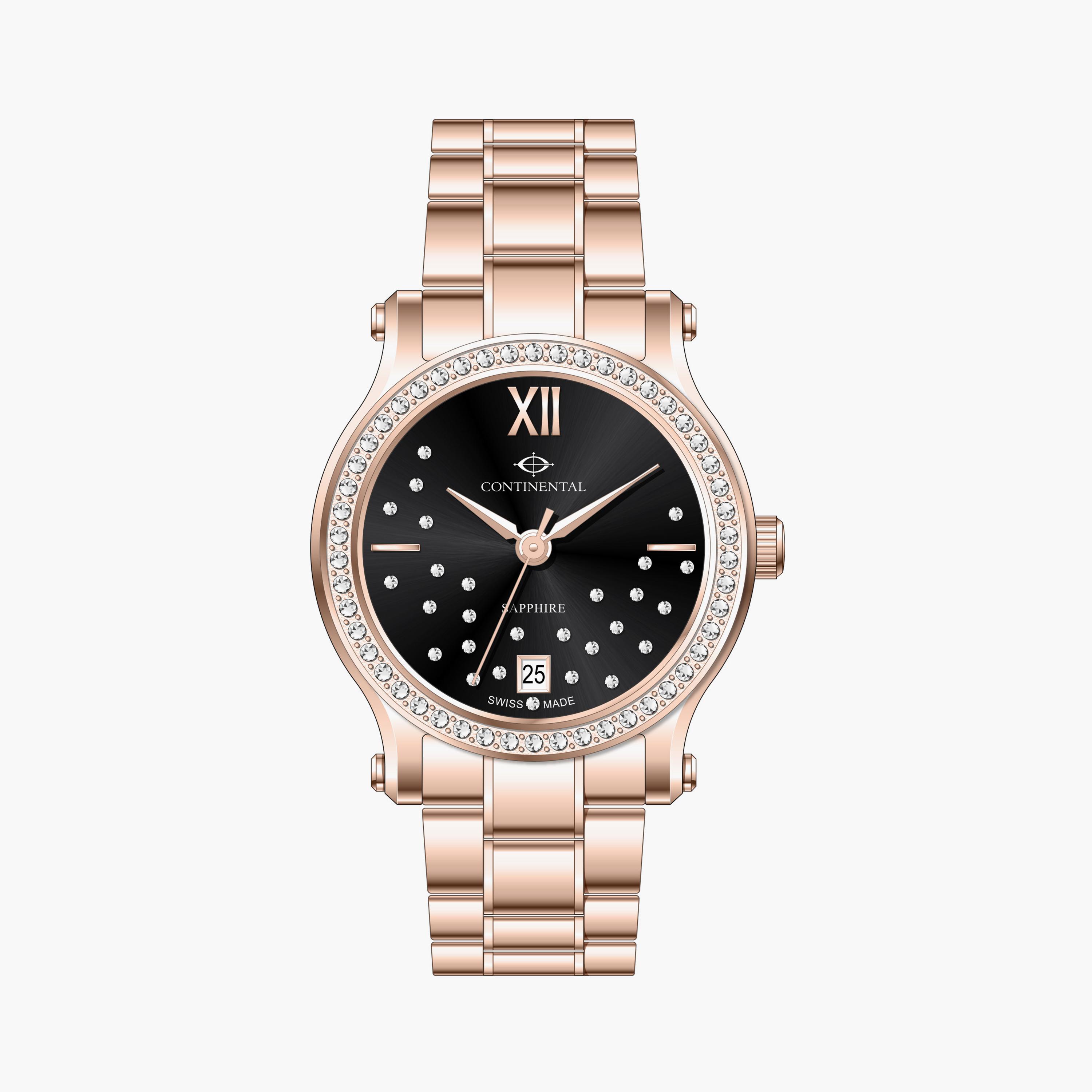 كونتيننتال-ساعة تناظرية سلسلة معدنية- زهري | 20505-LD505411-women-watchesandjewellery-watches-image-1