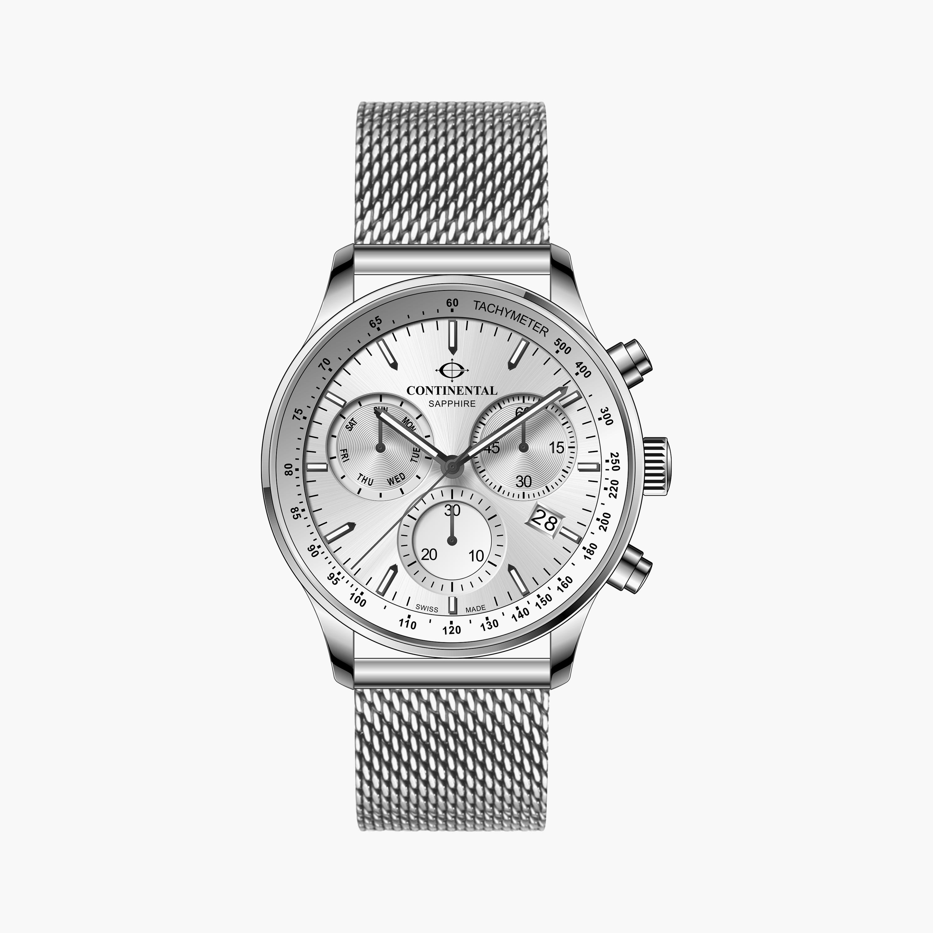كونتيننتال-ساعة كرونوغراف للرجال حزام ستانلس ستيل- فضي | 22001-GC101130-men-watchesandjewellery-watches-image-1