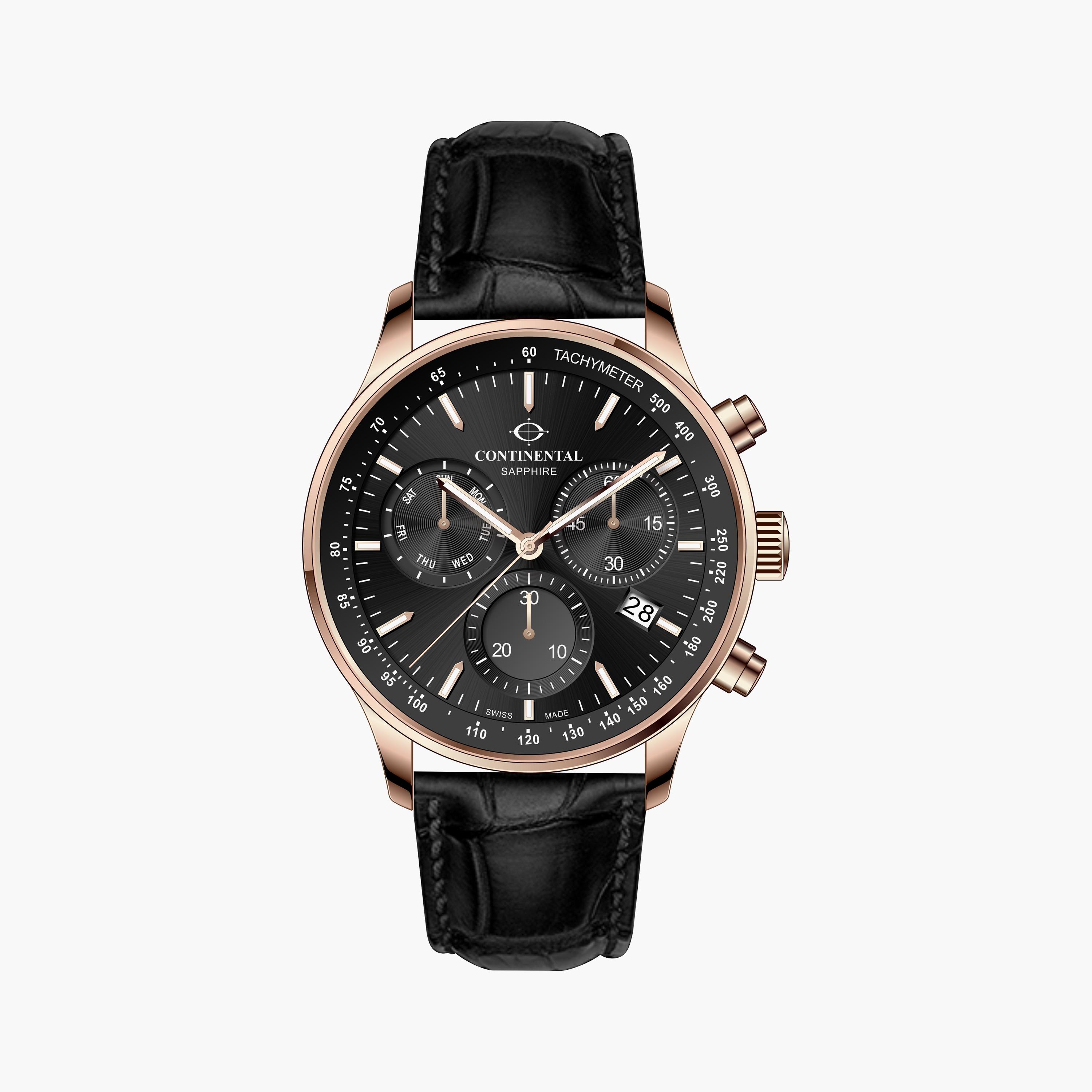 Buy Men s Continental Men s Black Chronograph Leather Strap Watch 22001 GC554430 Online Centrepoint UAE