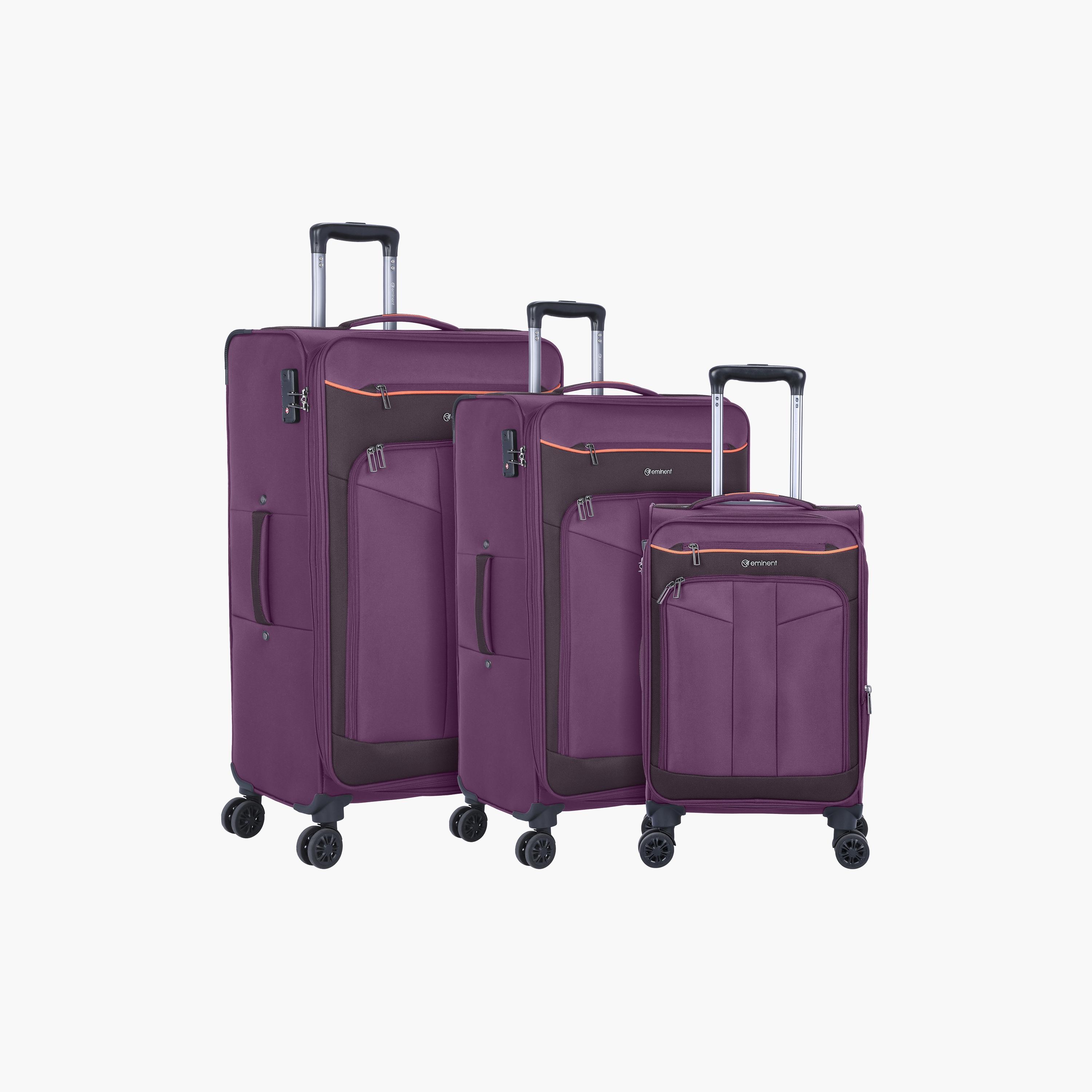 Eminent Set of 3 Soft Case Luggage Trolley Bag with Double 4 Spinner Wheels | E788-travel-luggagesandbags-luggage-image-1