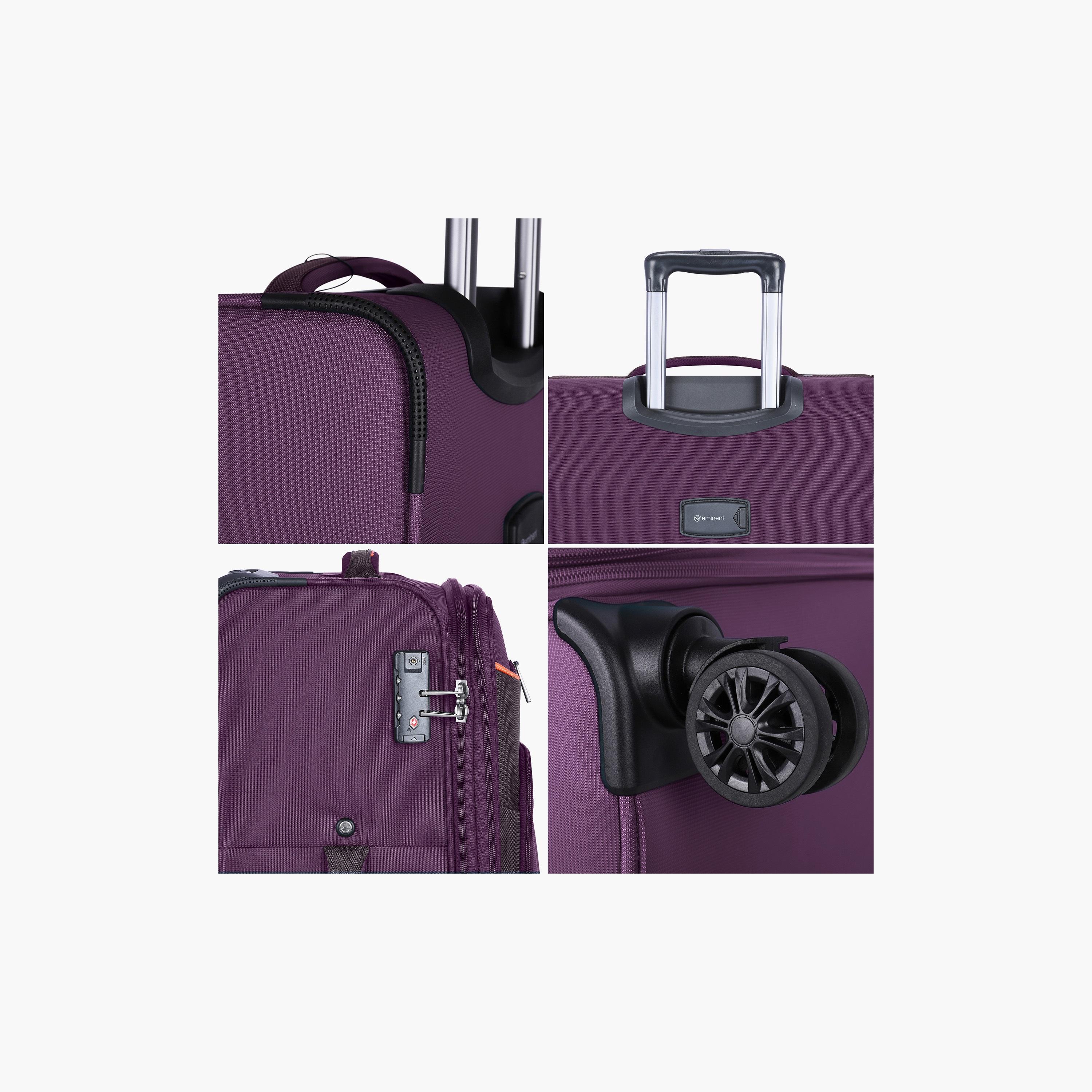 Eminent Set of 3 Soft Case Luggage Trolley Bag with Double 4 Spinner Wheels | E788-travel-luggagesandbags-luggage-image-4