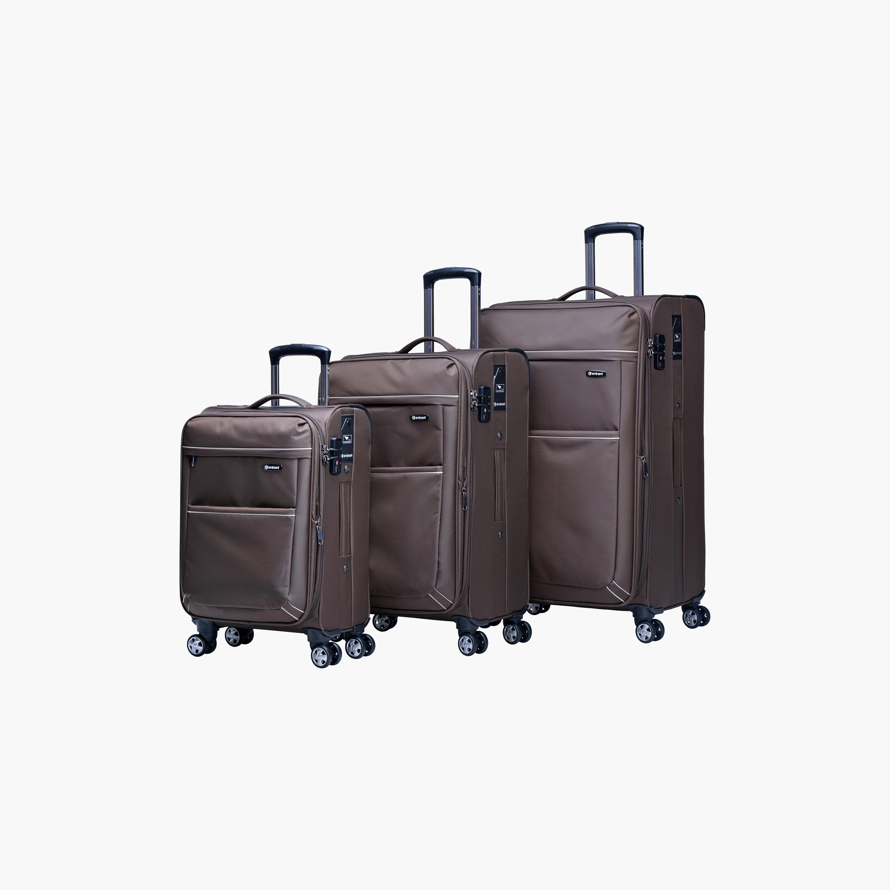 Eminent Set of 3 Soft Case Luggage Trolley Bag with 4 Wheels | V6093SZ-travel-luggagesandbags-luggage-image-1