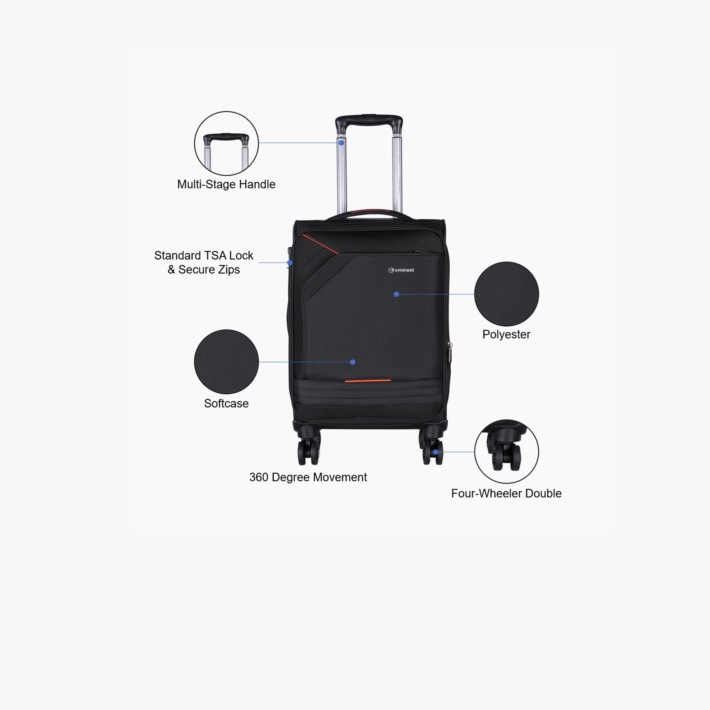 Eminent 51 CM Cabin Soft Case Luggage Trolley Bag with Double 4 Wheels | E777-travel-luggagesandbags-luggage-image-3