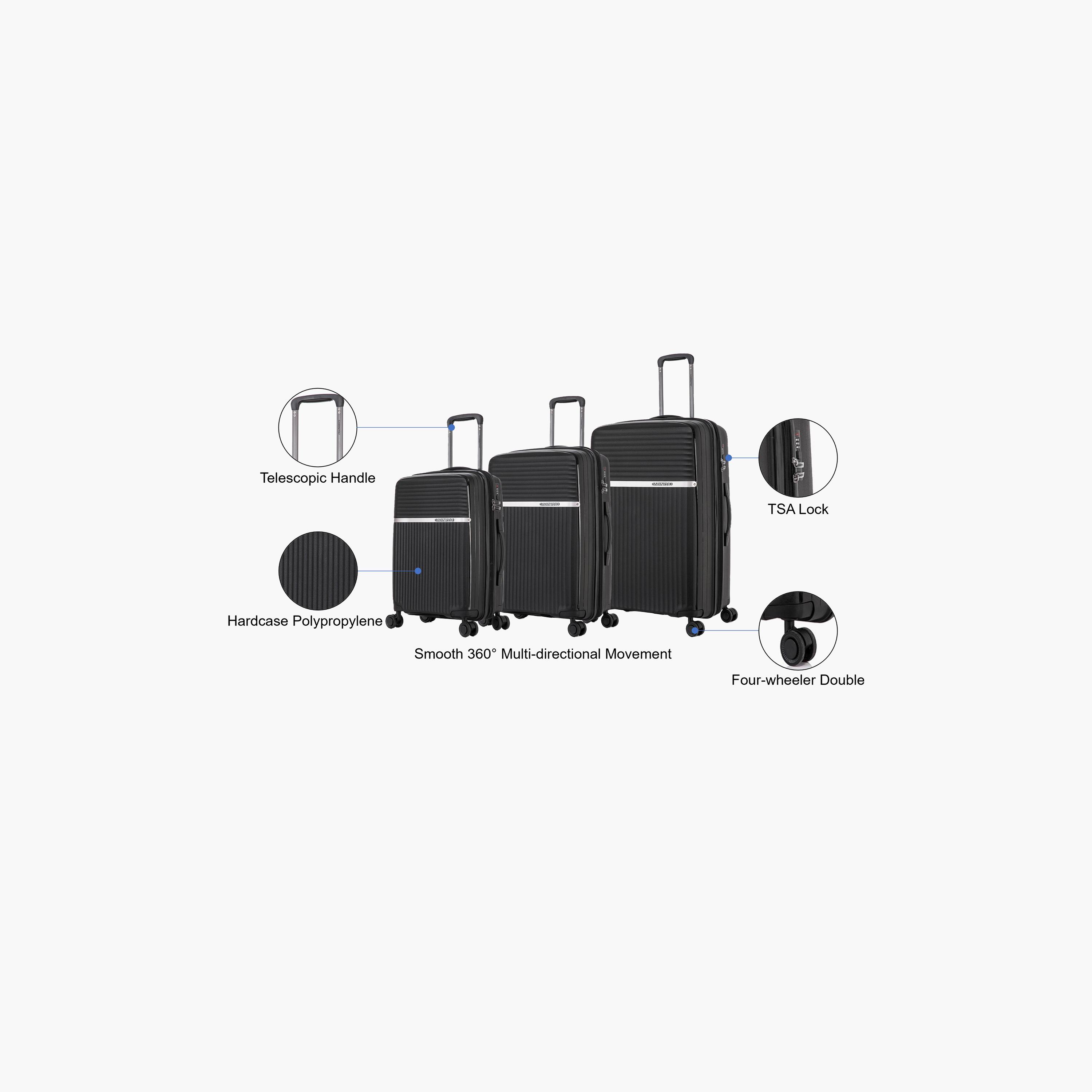 مجموعة كابين برو مكونة من 3 حقائب أمتعة بعجلات ذات هارد كيس مع 4 عجلات مزدوجة | CP002-travel-luggagesandbags-luggage-image-2
