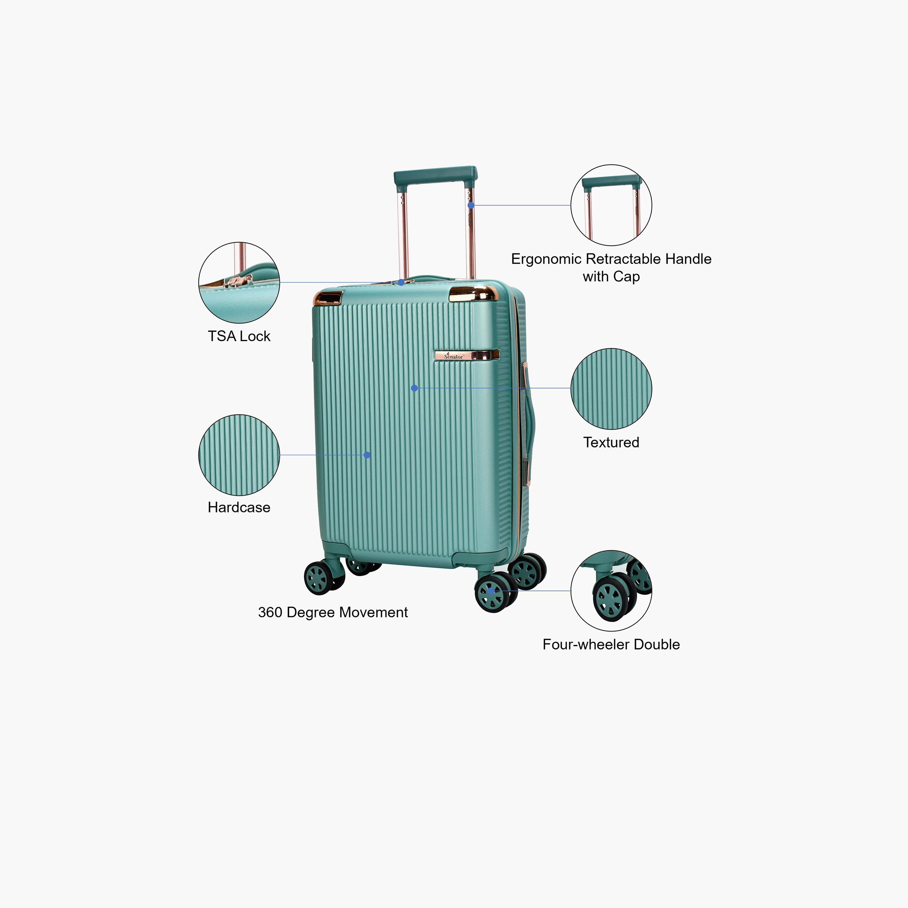 Senator 55 cm Hard Case Cabin Luggage Trolley Bag with Double 4 Wheels | A5123-travel-luggagesandbags-luggage-image-3