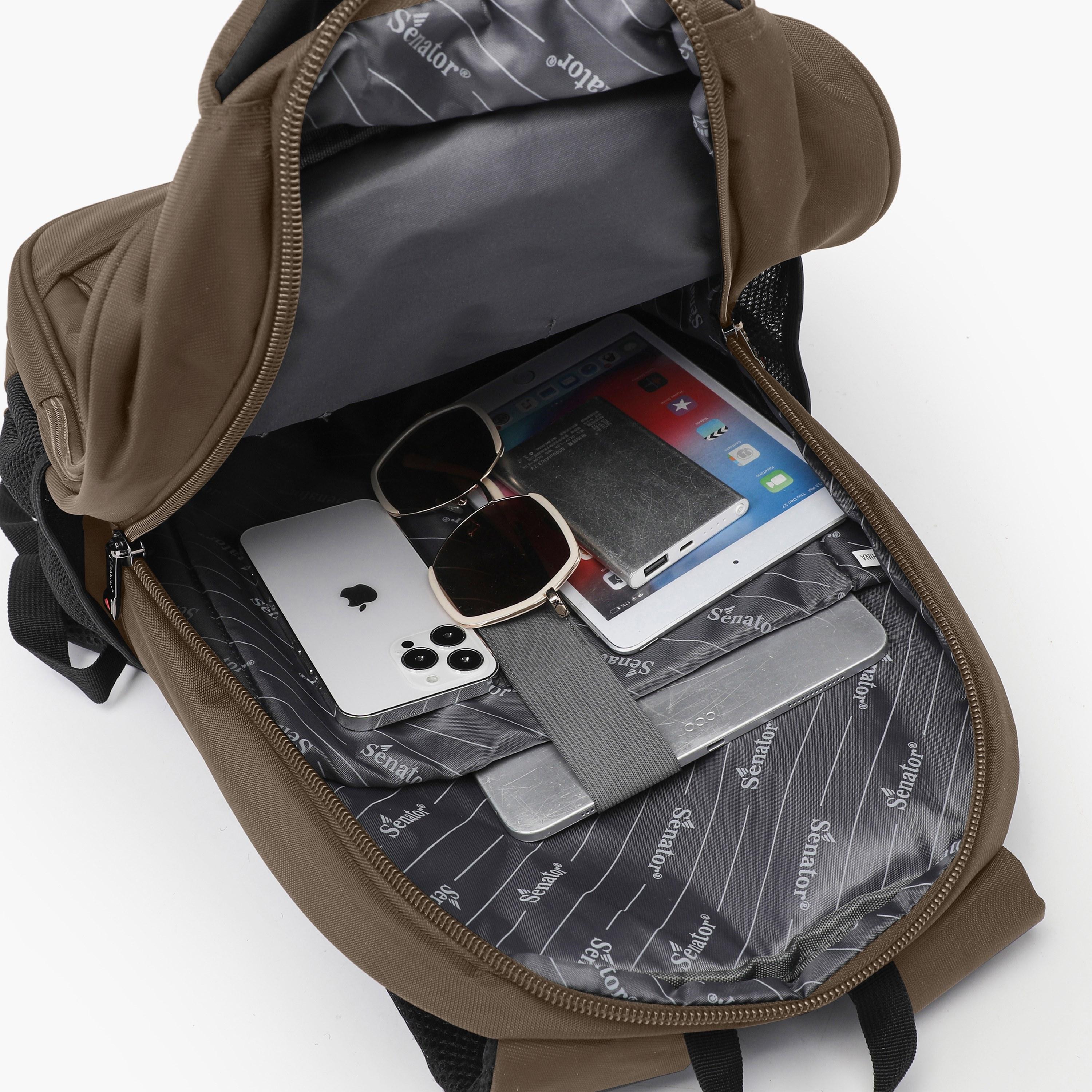 حقيبة ظهر من سيناتور سادة مع أحزمة كتف مبطنة قابلة للتعديل | KH8104-travel-luggagesandbags-backpacks-image-4
