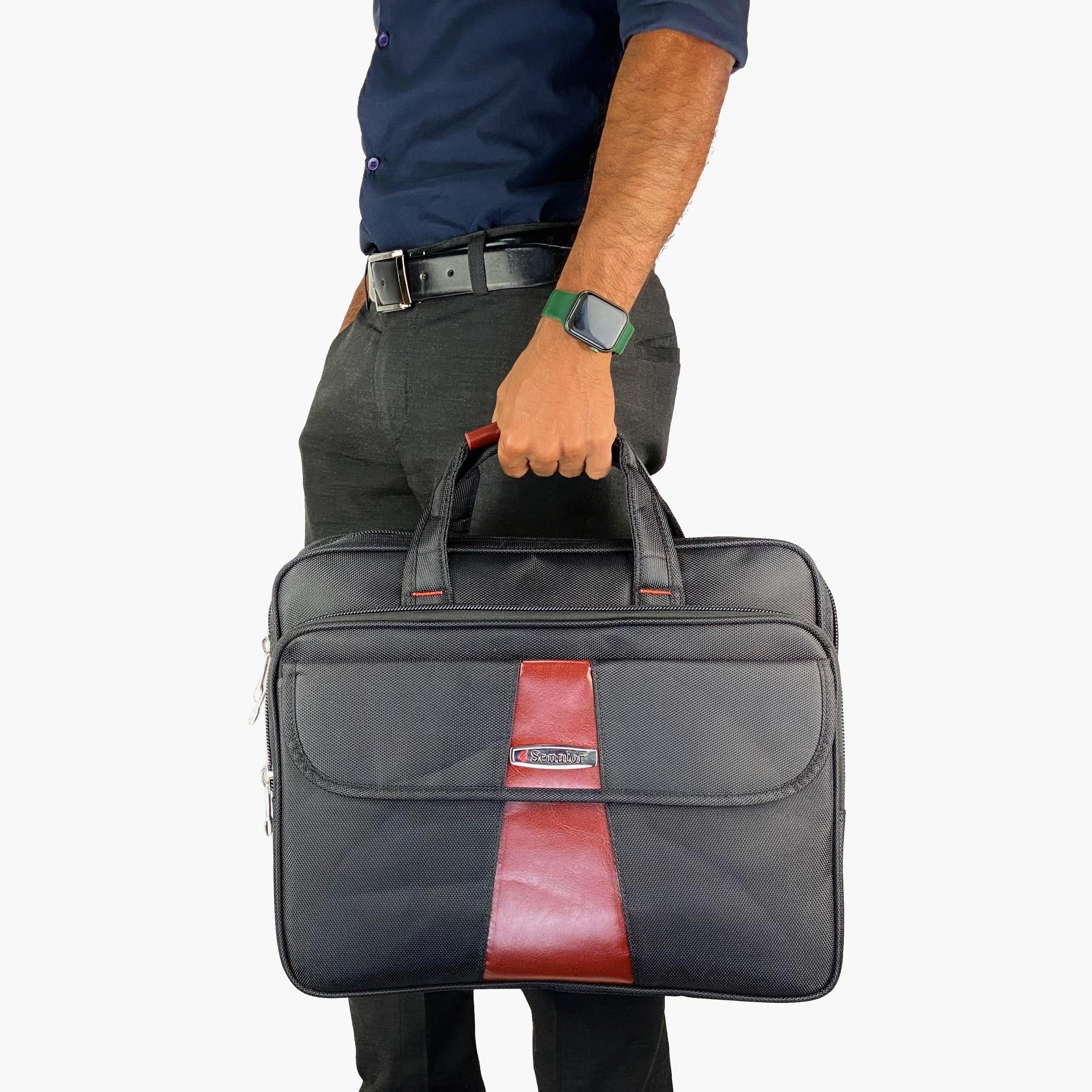 Senator Plain Laptop Bag with Detachable Strap | KH8071-men-bags-image-6