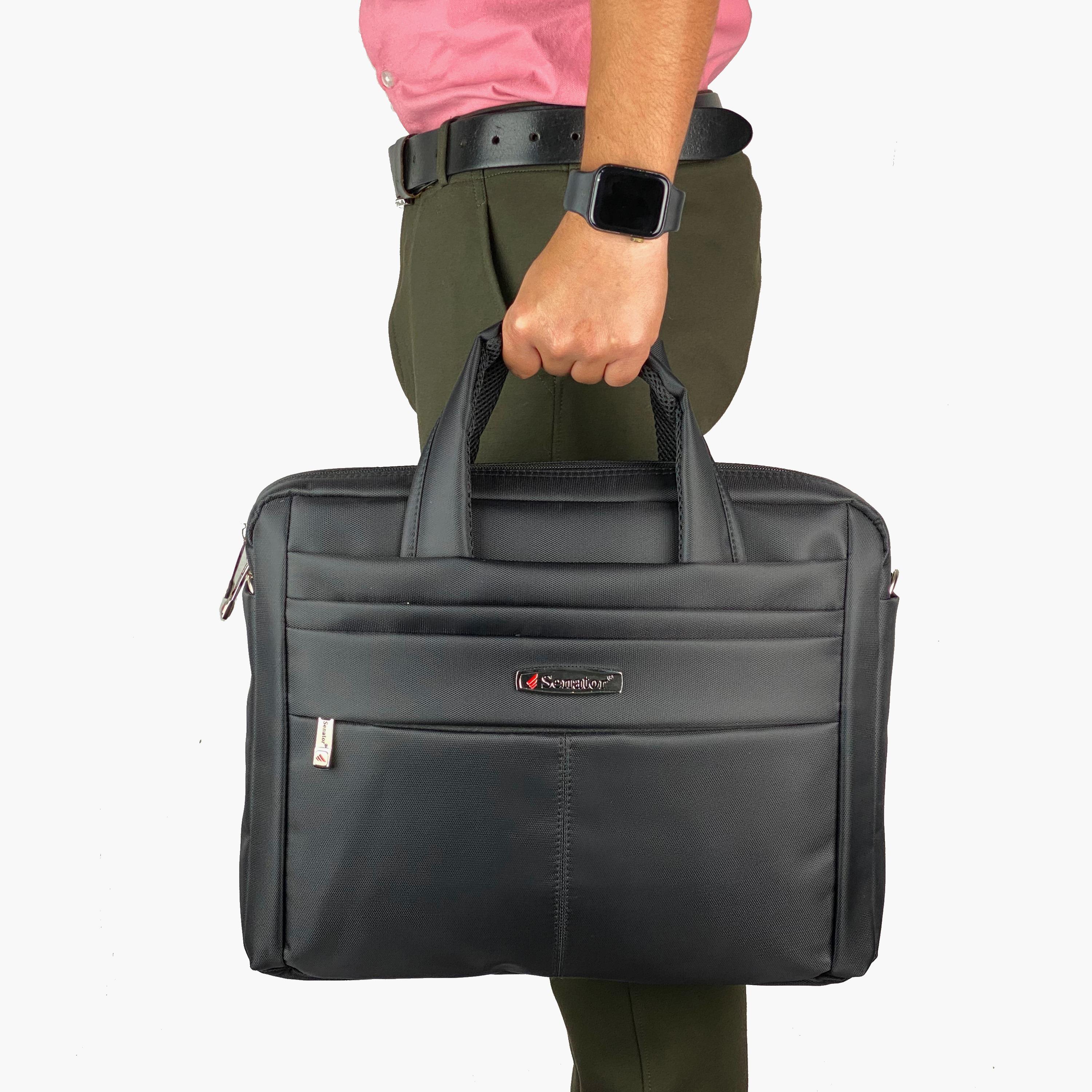 Senator Plain Laptop Bag with Detachable Strap | KH8115-men-bags-image-5