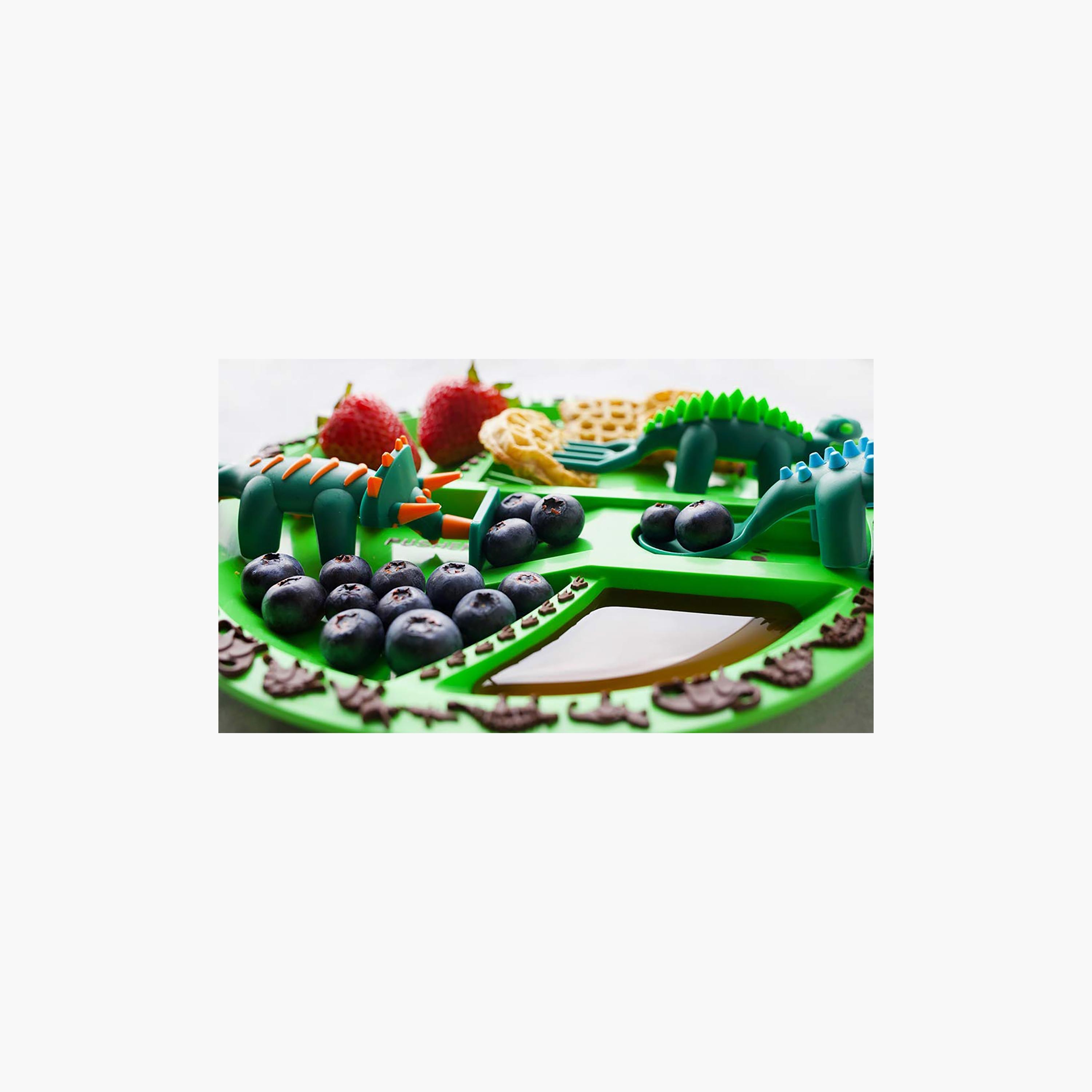 Eazy Kids Dinosaur Printed Plate, Green-baby-feeding-mealtimeessentials-image-2