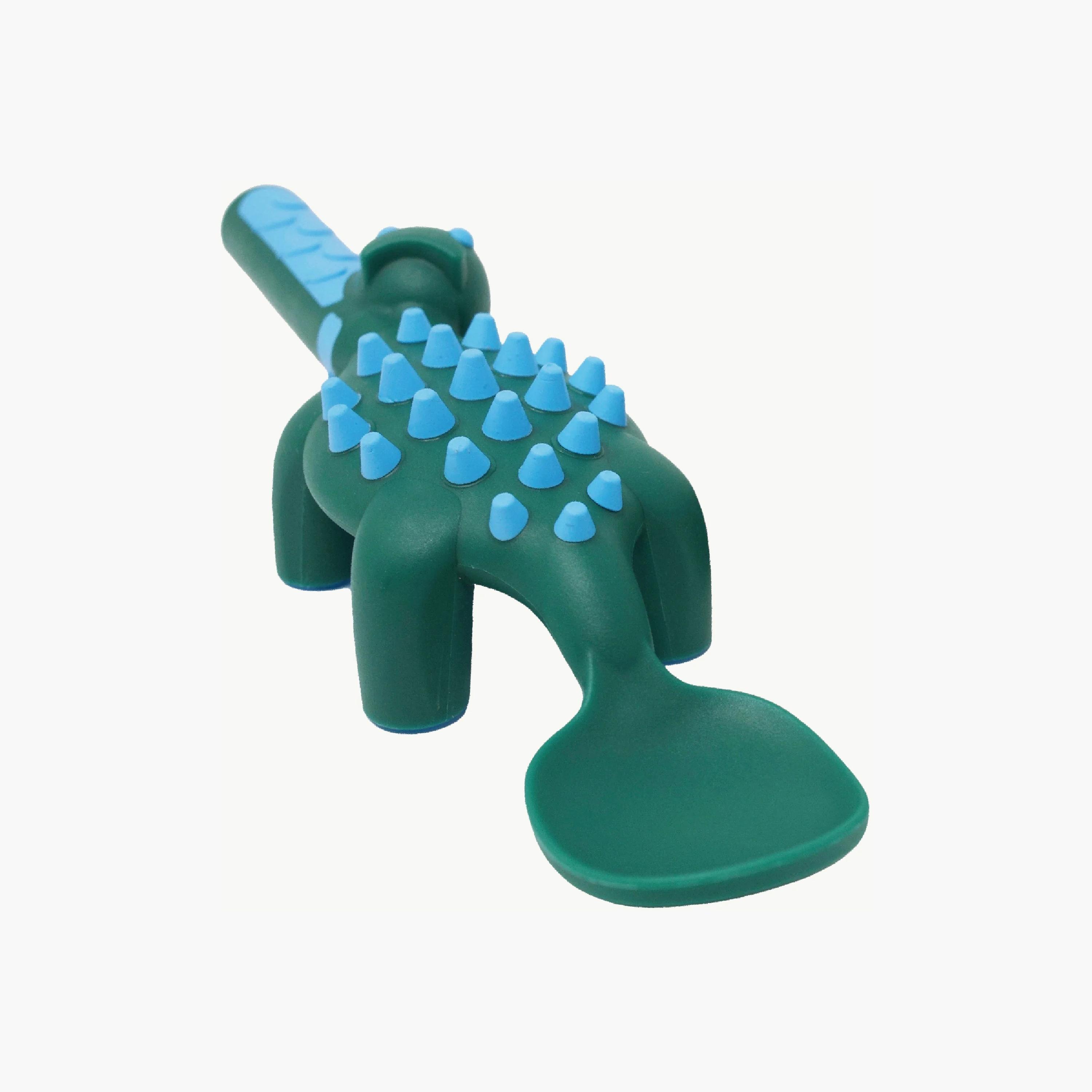 Eazy Kids Spoon, Fork & Pusher, Dinosaur, Dark Green-baby-feeding-mealtimeessentials-image-5