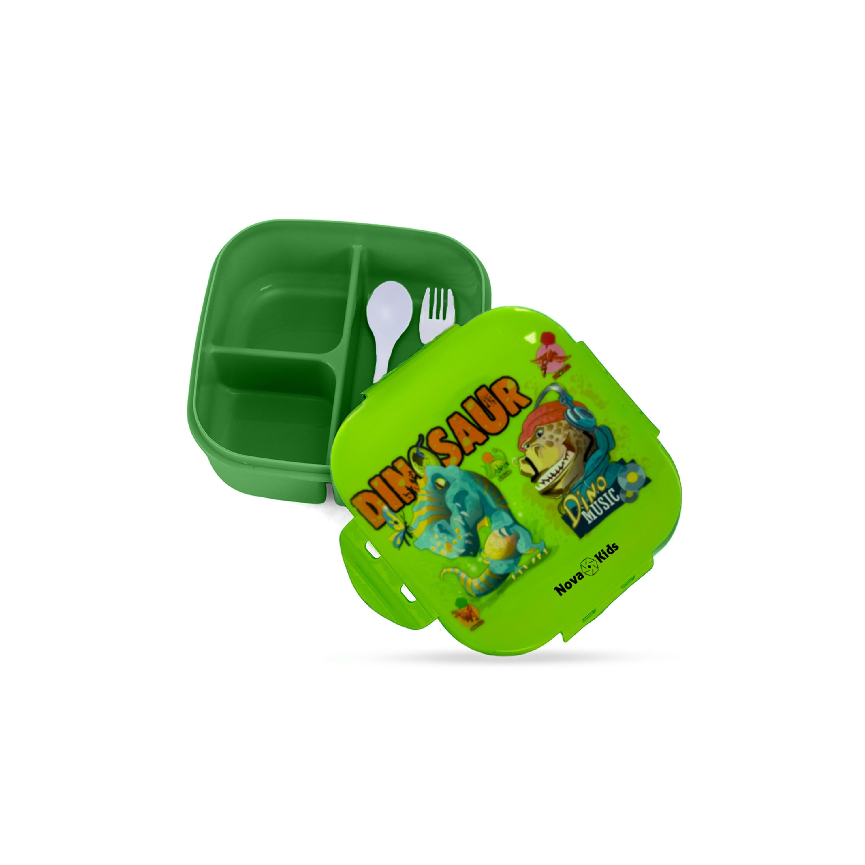 Nova Kids Square Bento Lunch Box, Dino, Green, 1000 ml-school-lunchessentials-lunchboxes-image-3