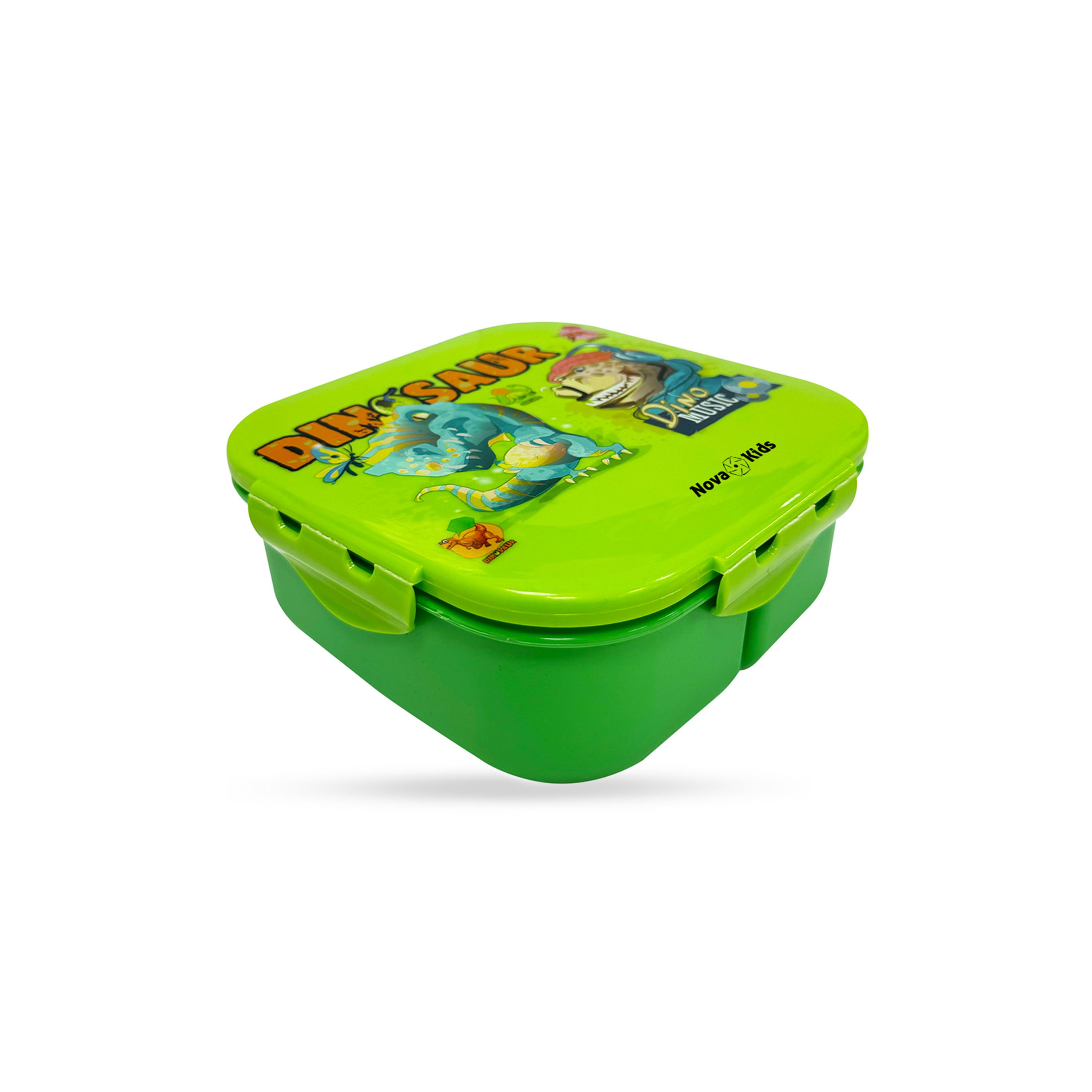 Nova Kids Square Bento Lunch Box, Dino, Green, 1000 ml-school-lunchessentials-lunchboxes-image-4