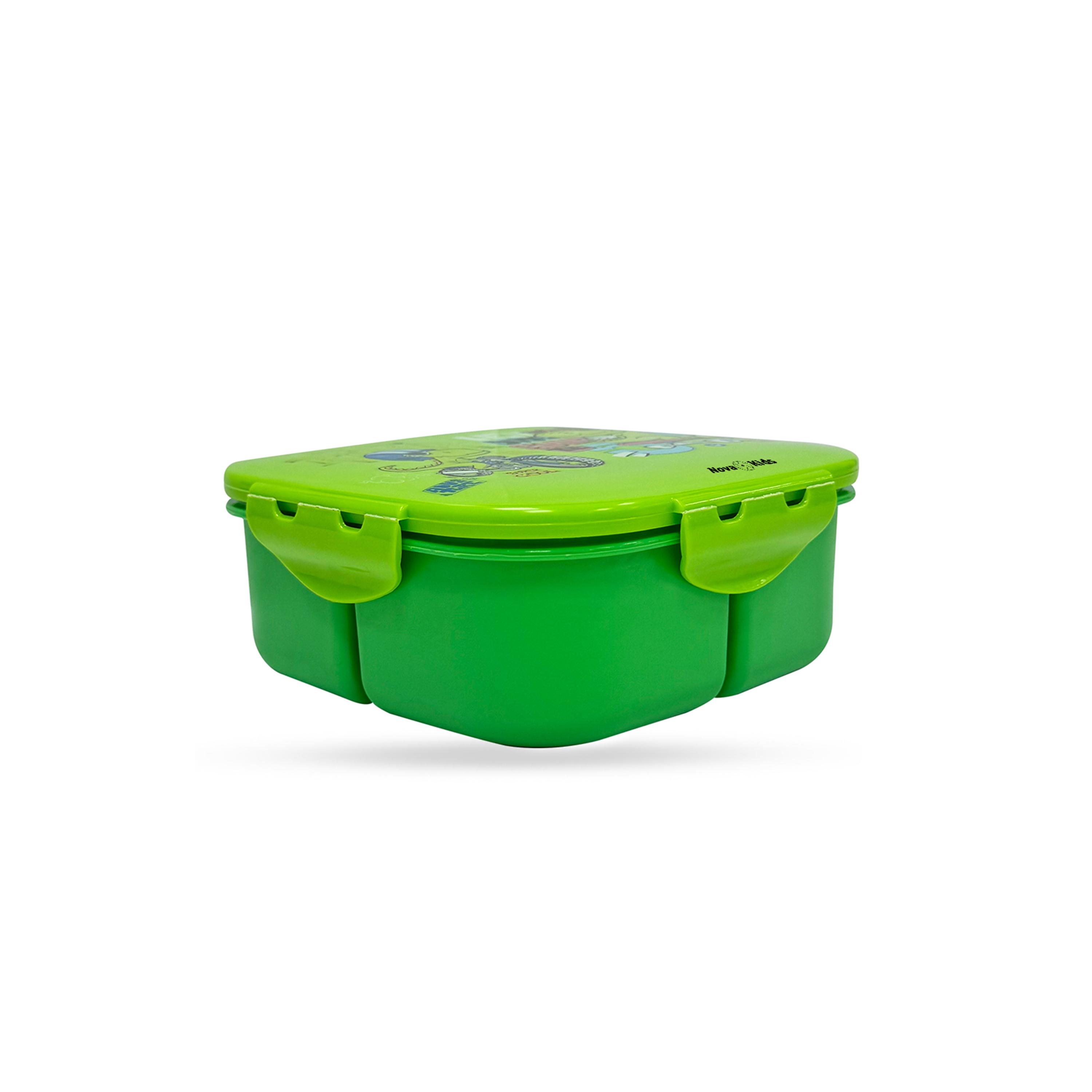 Nova Kids Square Bento Lunch Box, T-Rex, Green, 1000 ml-school-lunchessentials-lunchboxes-image-5