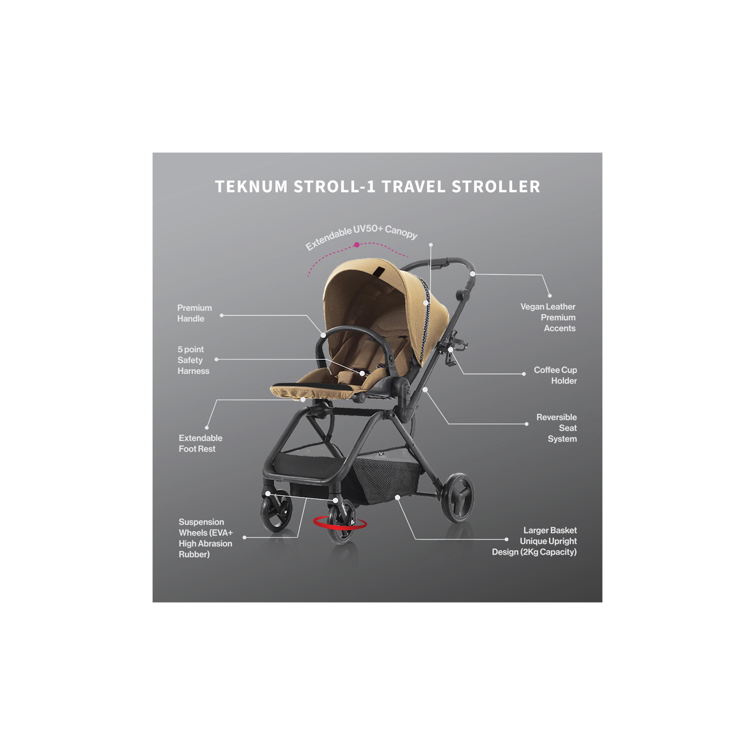 Teknum Reversible Travel Stroller & Compact Car Seat, Khaki-baby-gear-strollersandprams-strollers-image-15