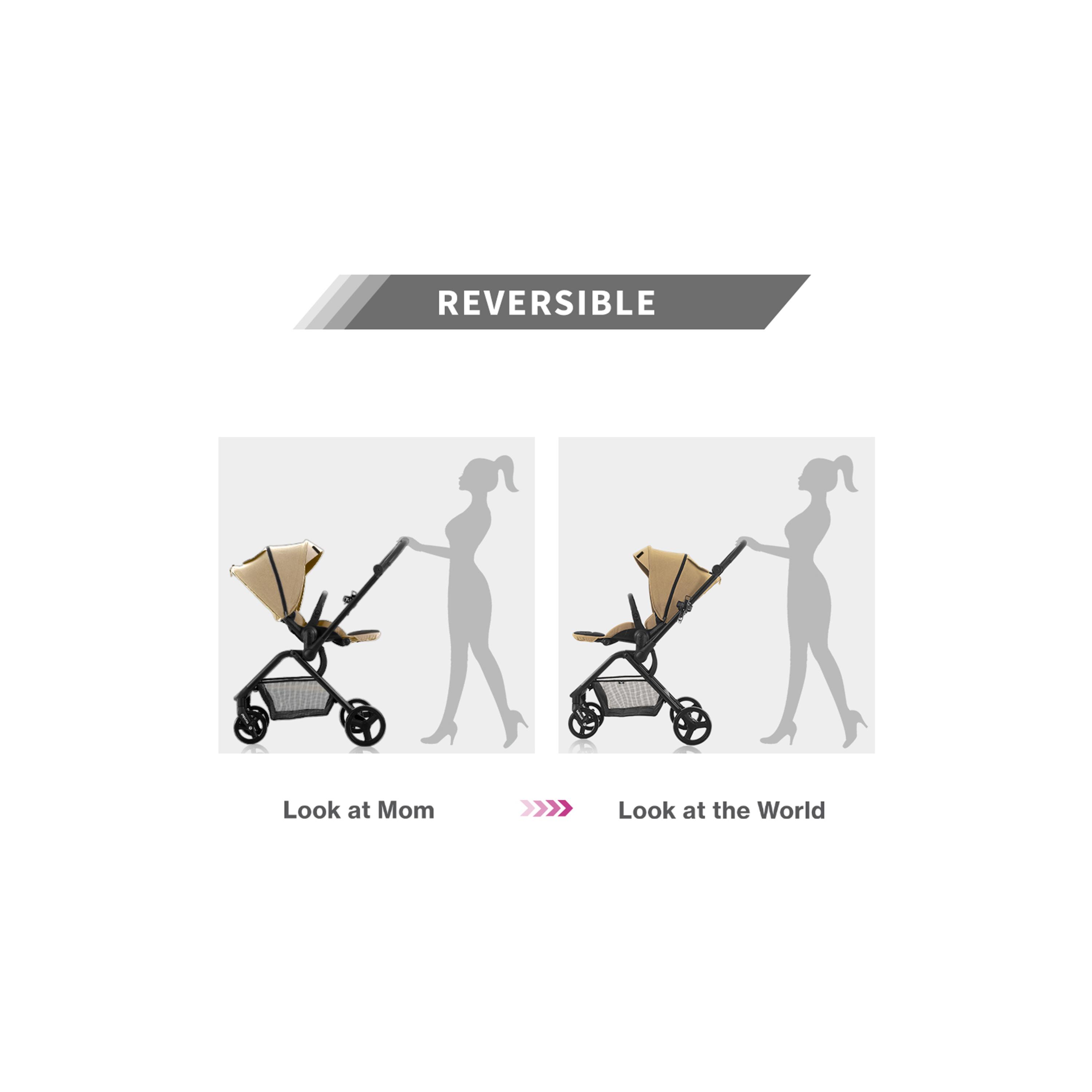 Teknum Reversible Travel Stroller & Compact Car Seat, Khaki-baby-gear-strollersandprams-strollers-image-4