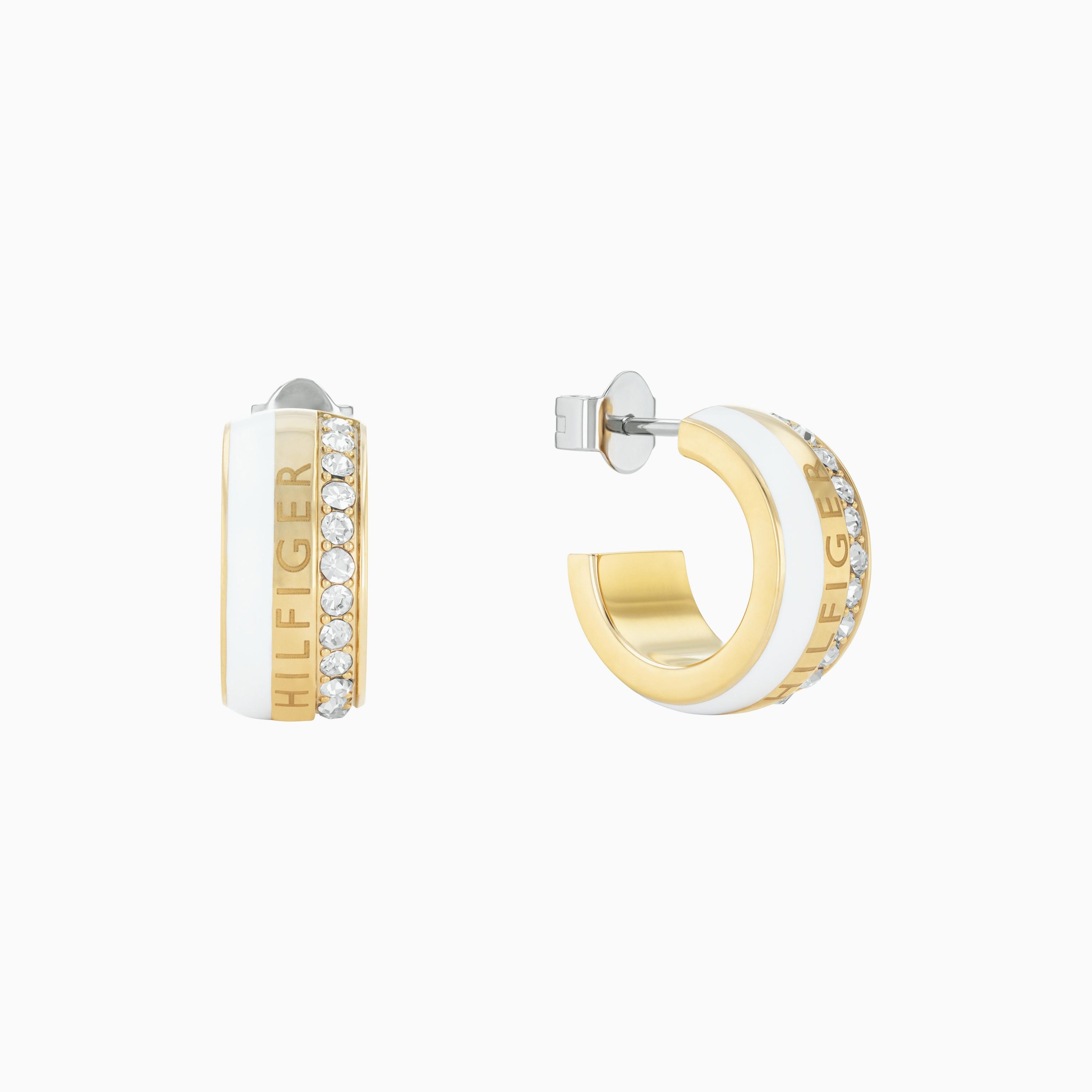 أقراط هوب ذو شبكية ساحرة من تومي هيلفيغر بلون ذهبي | 2780624-women-watchesandjewellery-jewellery-earrings-image-1
