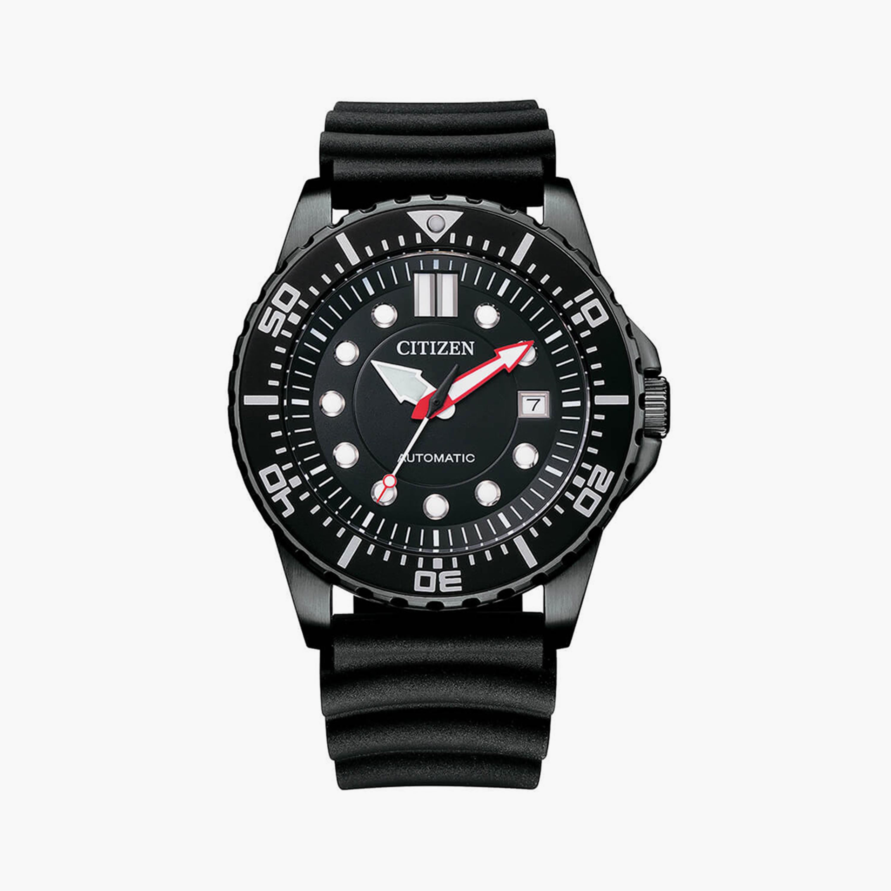 Citizen Men's 43 MM Black Analog Artificial Leather Strap Watch | NJ0125-11E-men-watchesandjewellery-watches-image-1