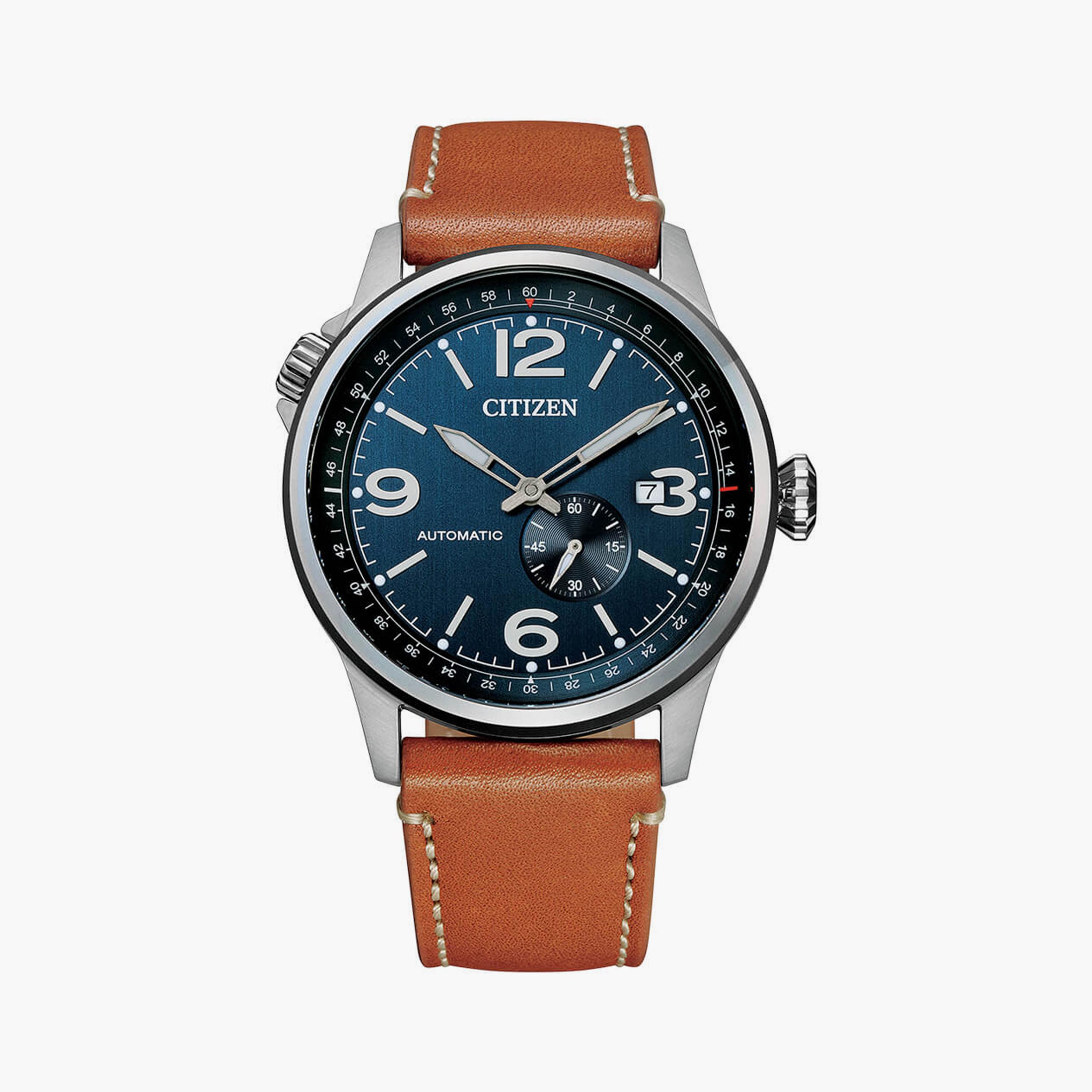 Citizen Men's 42 MM Brown Analog Leather Strap Watch | NJ0140-25L-men-watchesandjewellery-watches-image-1