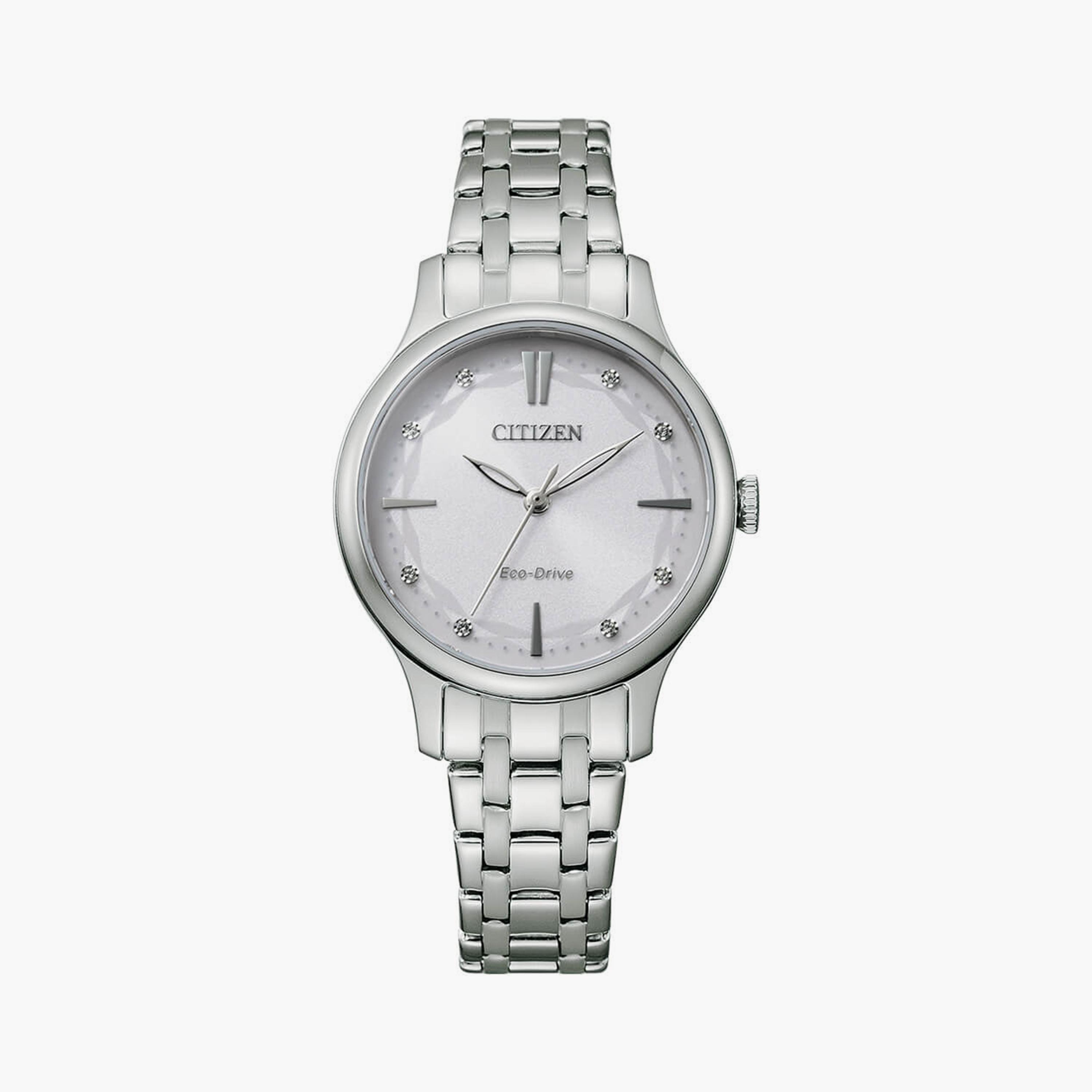 Citizen Eco-Drive 31 MM Silver Analog Stainless Steel Strap Watch | EM0890-85A-women-watchesandjewellery-watches-image-1