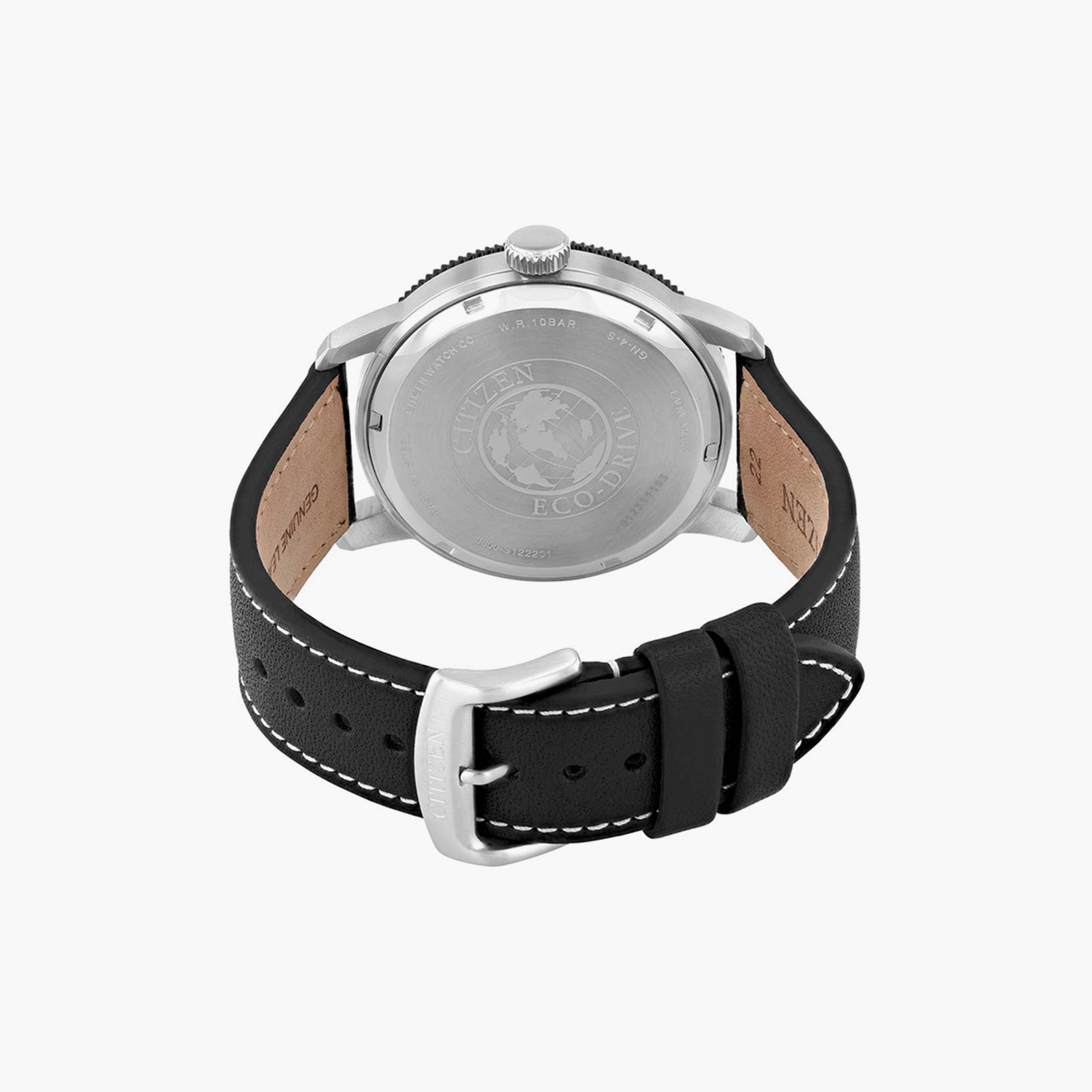 Citizen Eco-Drive Men's 44 MM Black Analog Leather Strap Watch | AW0077-19L-men-watchesandjewellery-watches-image-3