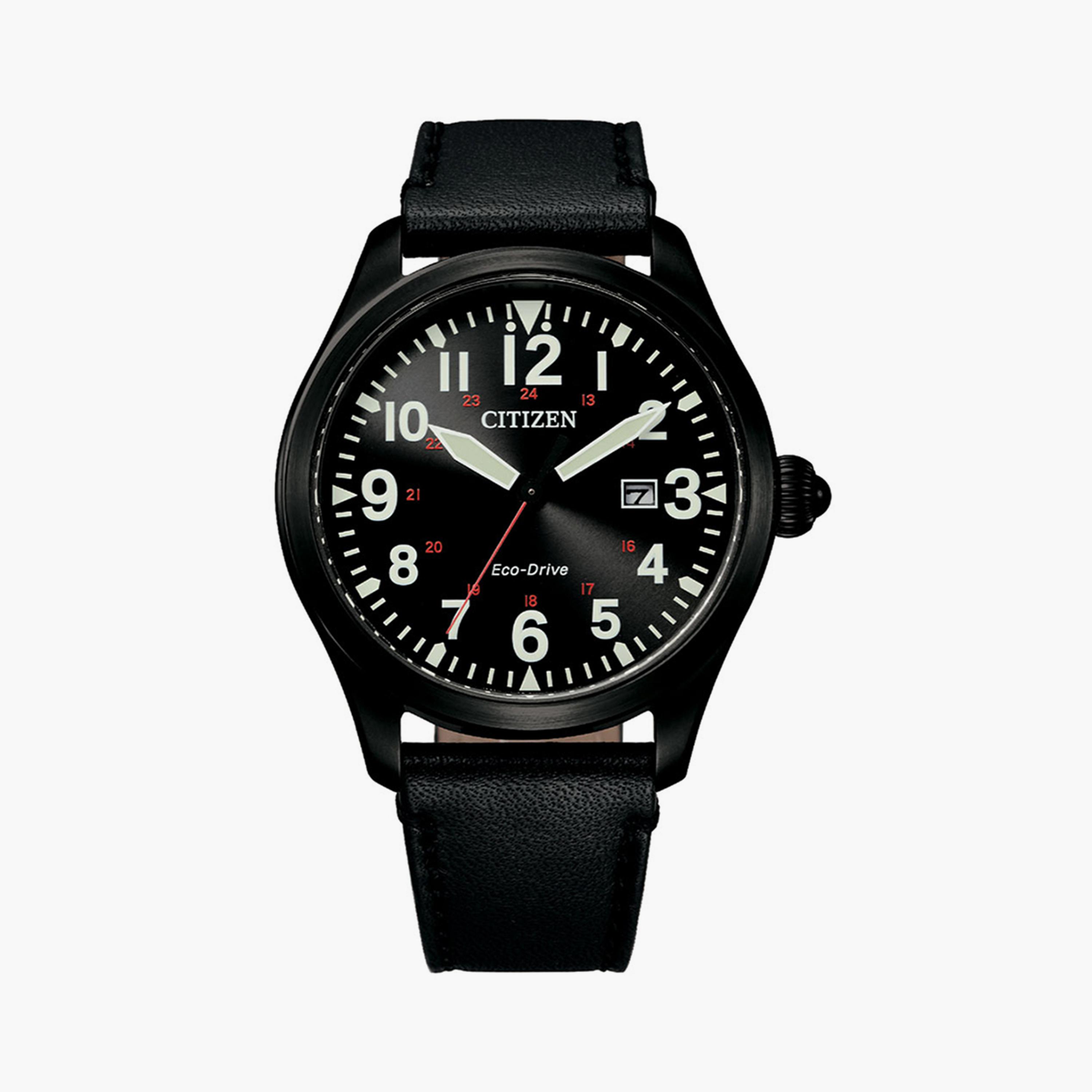 Citizen Eco-Drive Men's 42 MM Black Analog Leather Strap Watch | BM6835-23E-men-watchesandjewellery-watches-image-1
