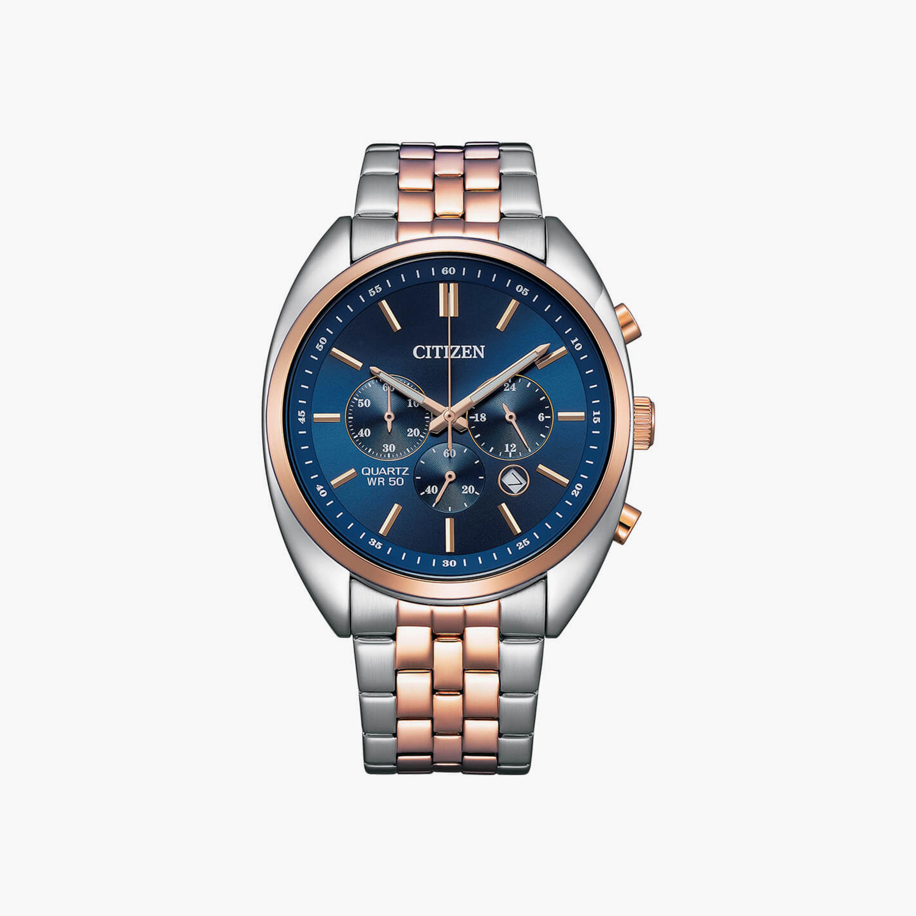 سيتيزن ساعة رجالية كرونوغراف 42 مم ستانلس ستيل فضي وذهبي | AN8216-50L-men-watchesandjewellery-watches-image-1