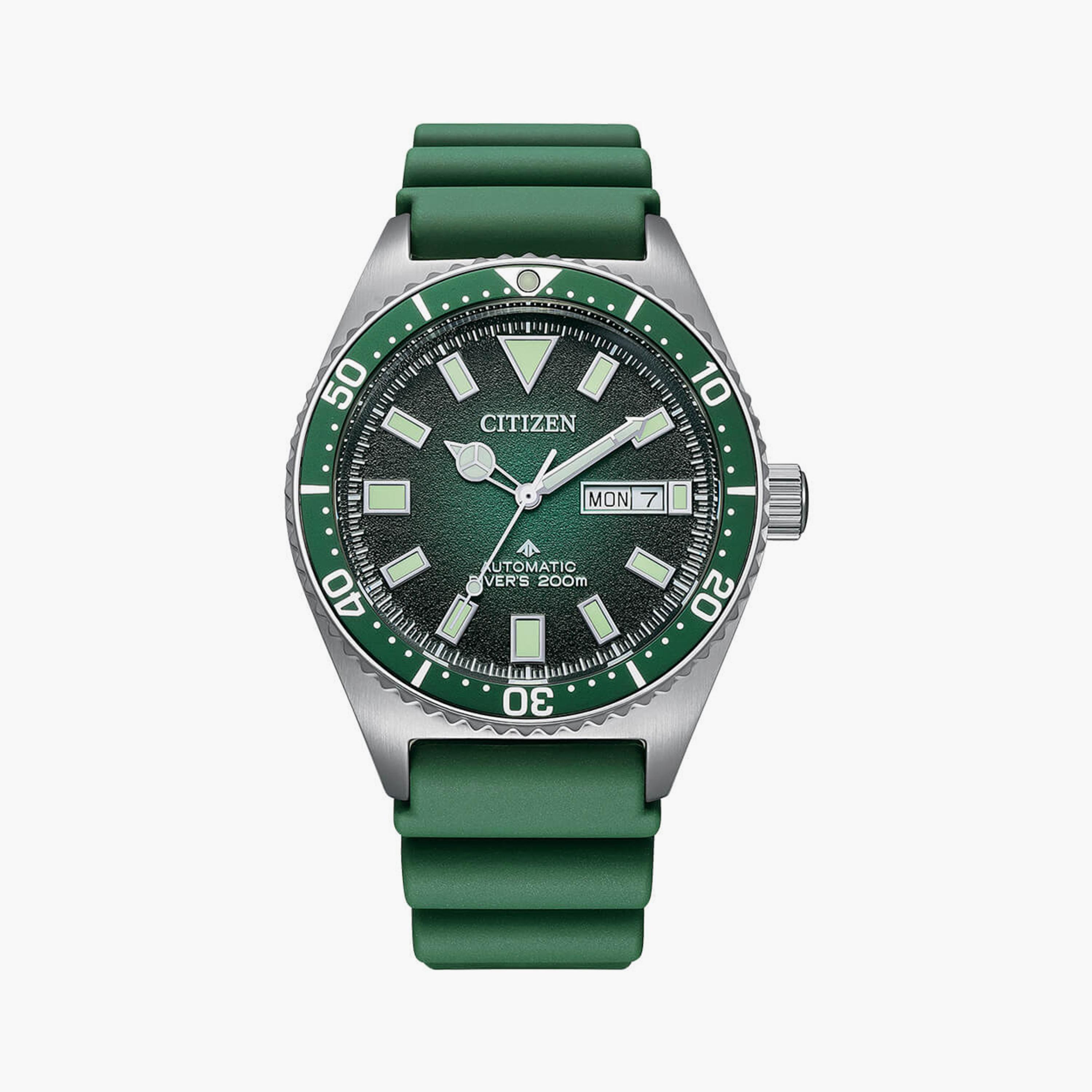 Citizen Men's 41 MM Green Analog Artificial Leather Strap Watch | NY0121-09X-men-watchesandjewellery-watches-image-1