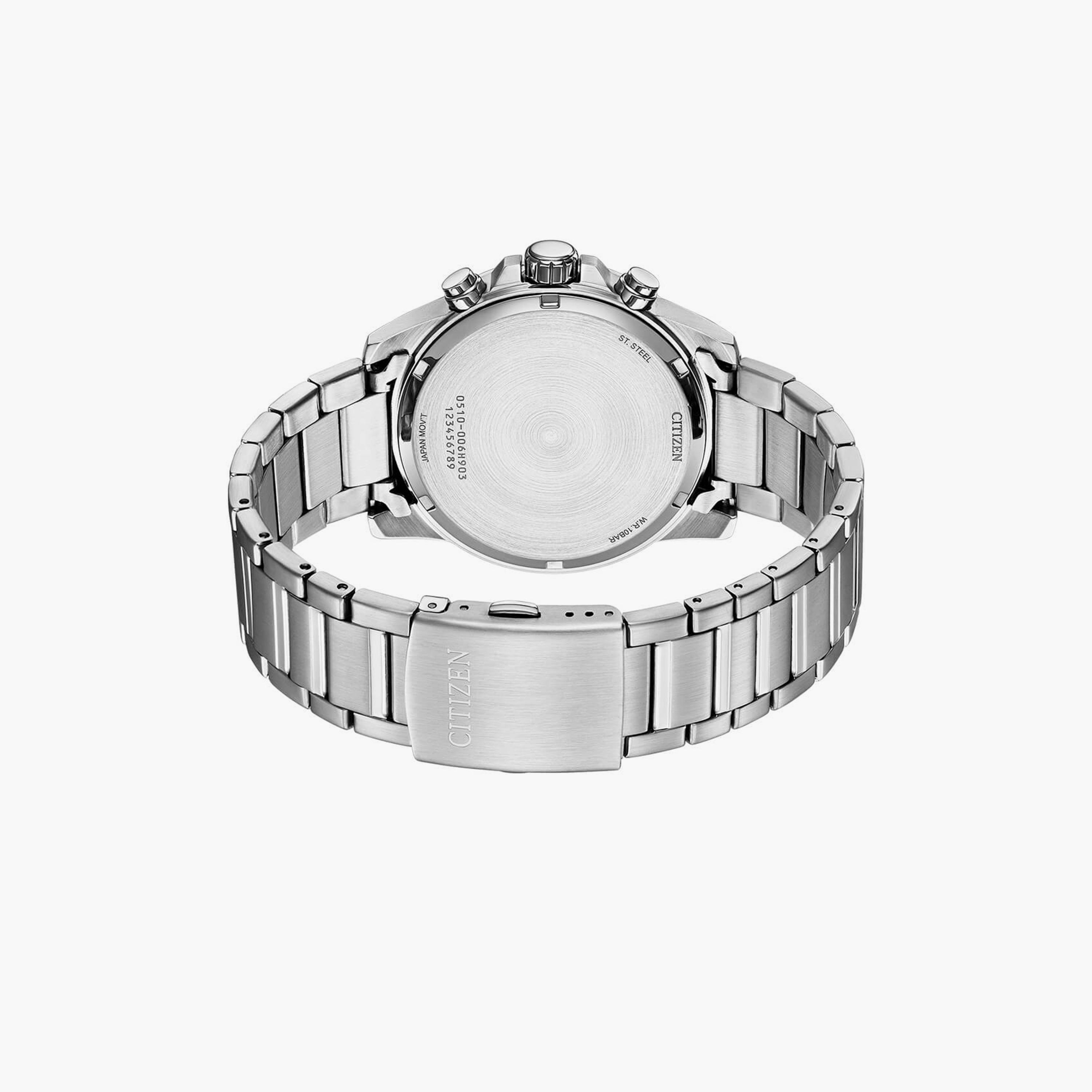 Citizen Men's 44 MM Silver Chronograph Stainless Steel Strap Watch | AN3690-56B-men-watchesandjewellery-watches-image-3