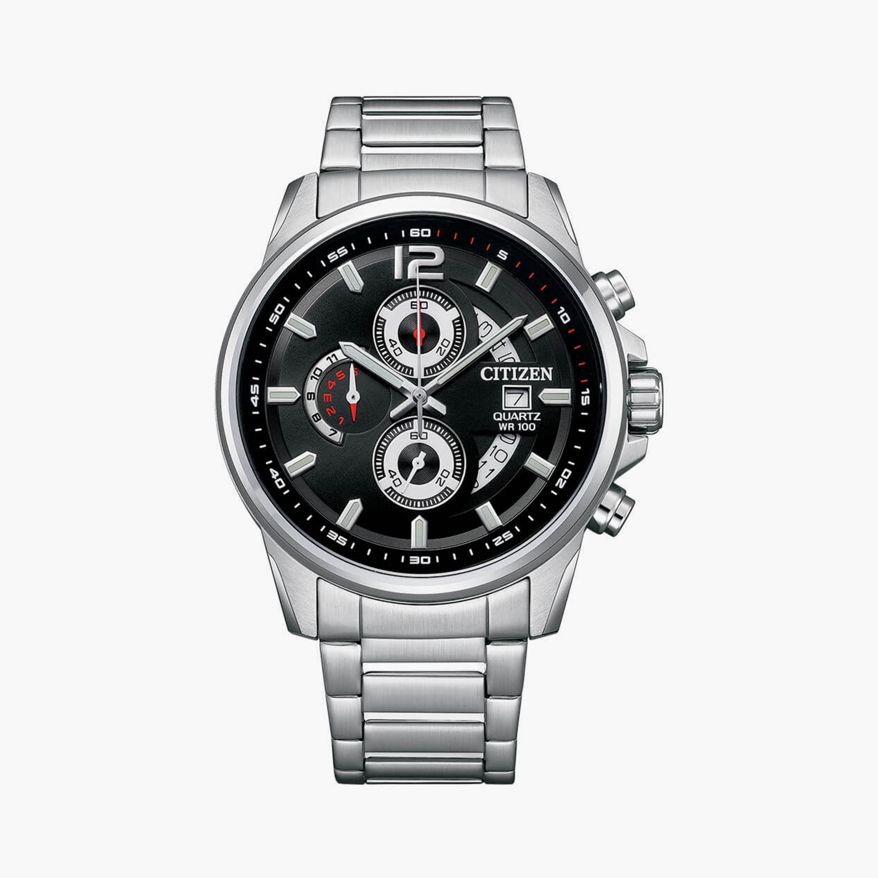 Citizen Men's 44 MM Silver Chronograph Stainless Steel Strap Watch | AN3690-56E-men-watchesandjewellery-watches-image-1
