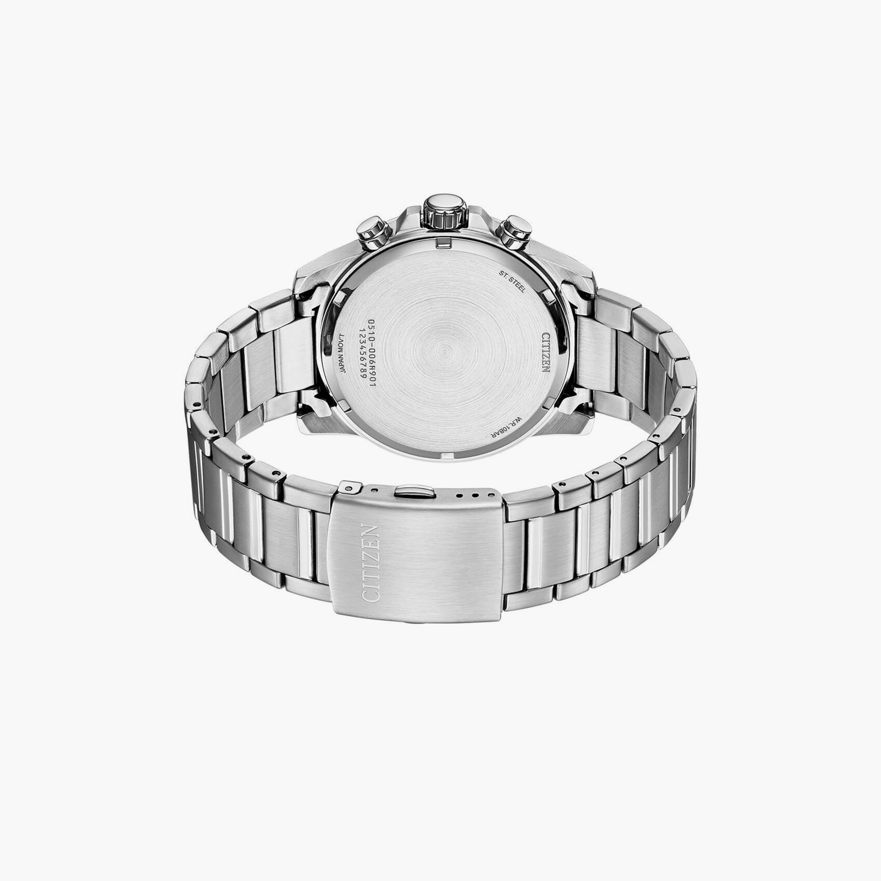 Citizen Men's 44 MM Silver Chronograph Stainless Steel Strap Watch | AN3690-56E-men-watchesandjewellery-watches-image-3
