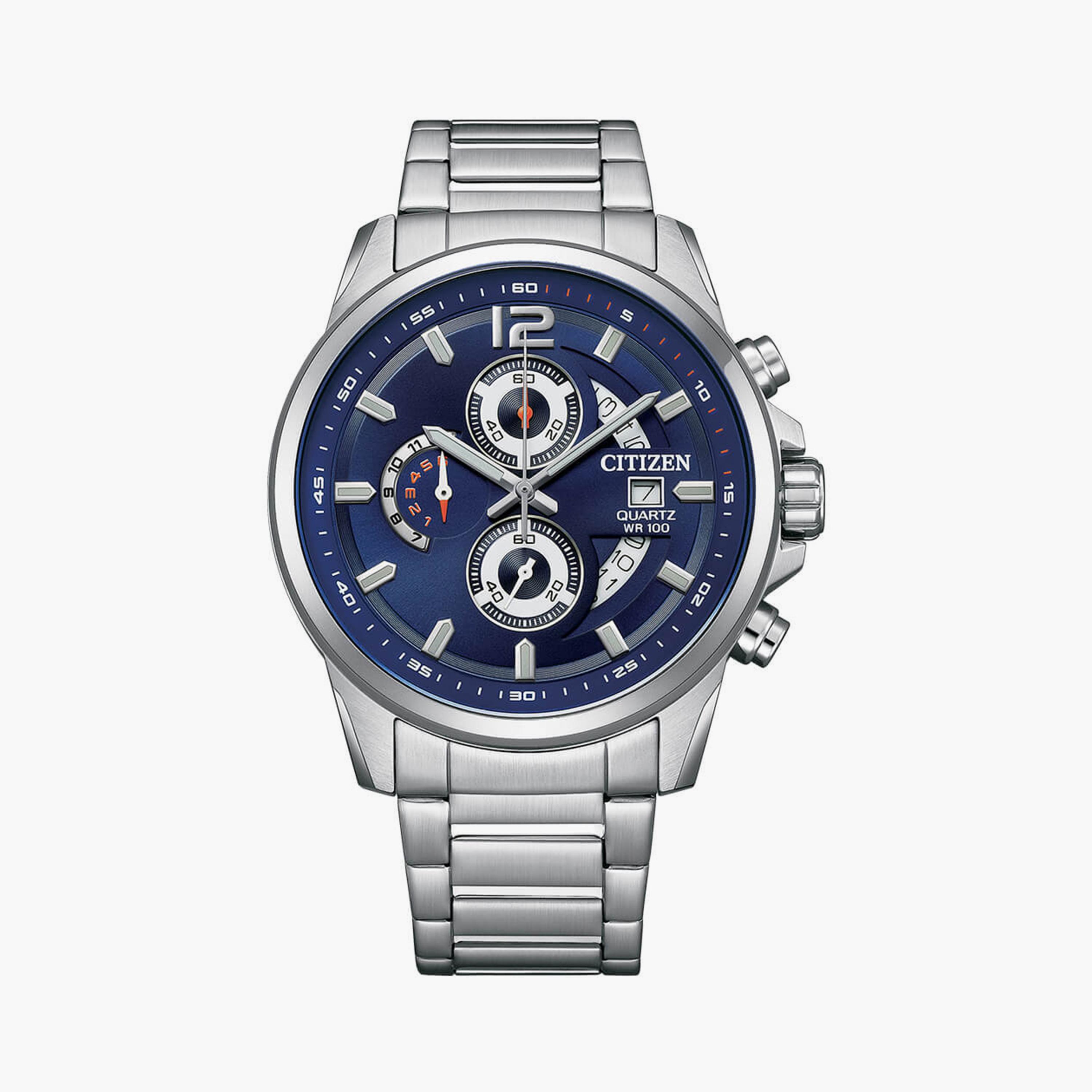 Citizen Men's 44 MM Silver Chronograph Stainless Steel Strap Watch | AN3690-56L-men-watchesandjewellery-watches-image-1