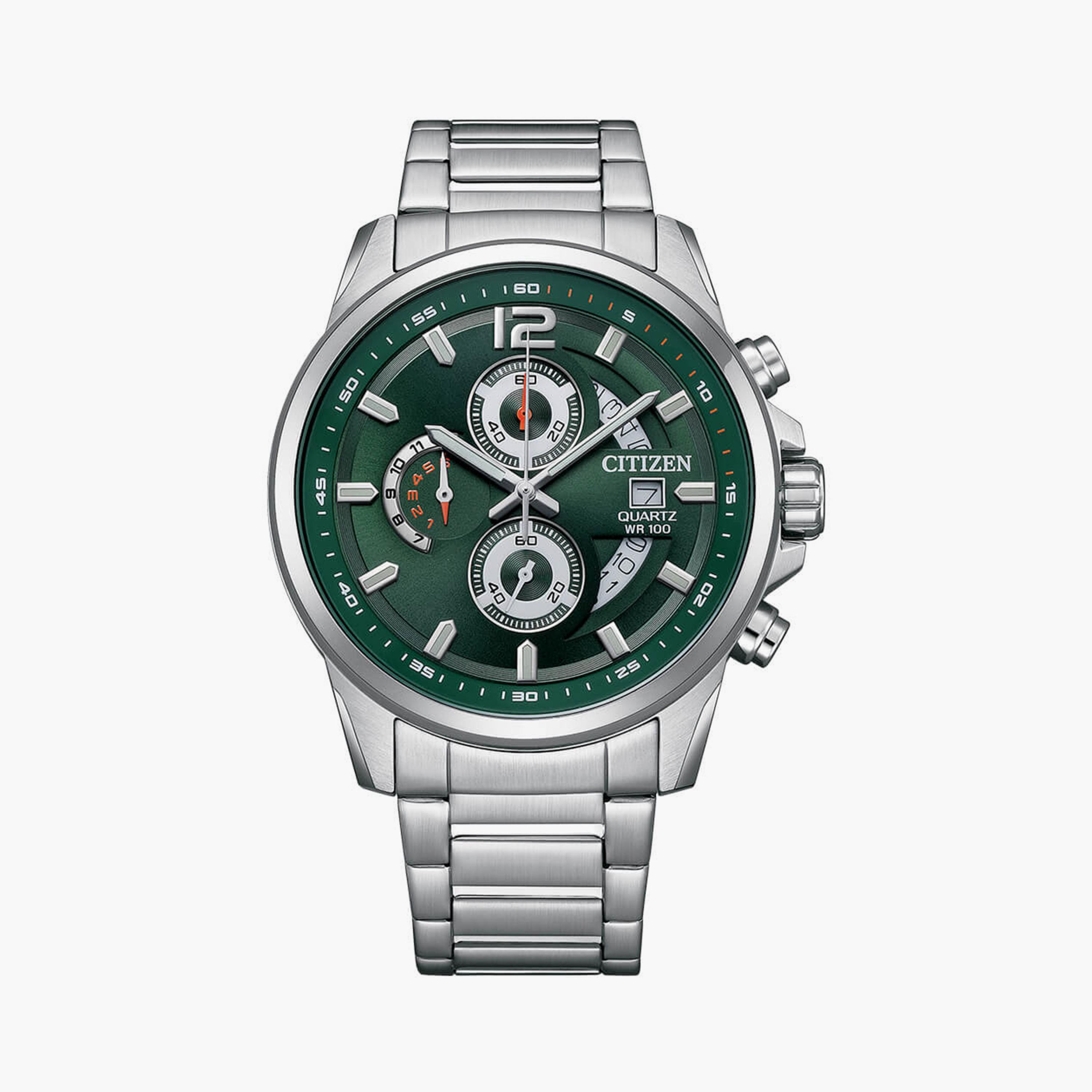 Citizen Men's 44 MM Silver Chronograph Stainless Steel Strap Watch | AN3690-56X-men-watchesandjewellery-watches-image-1