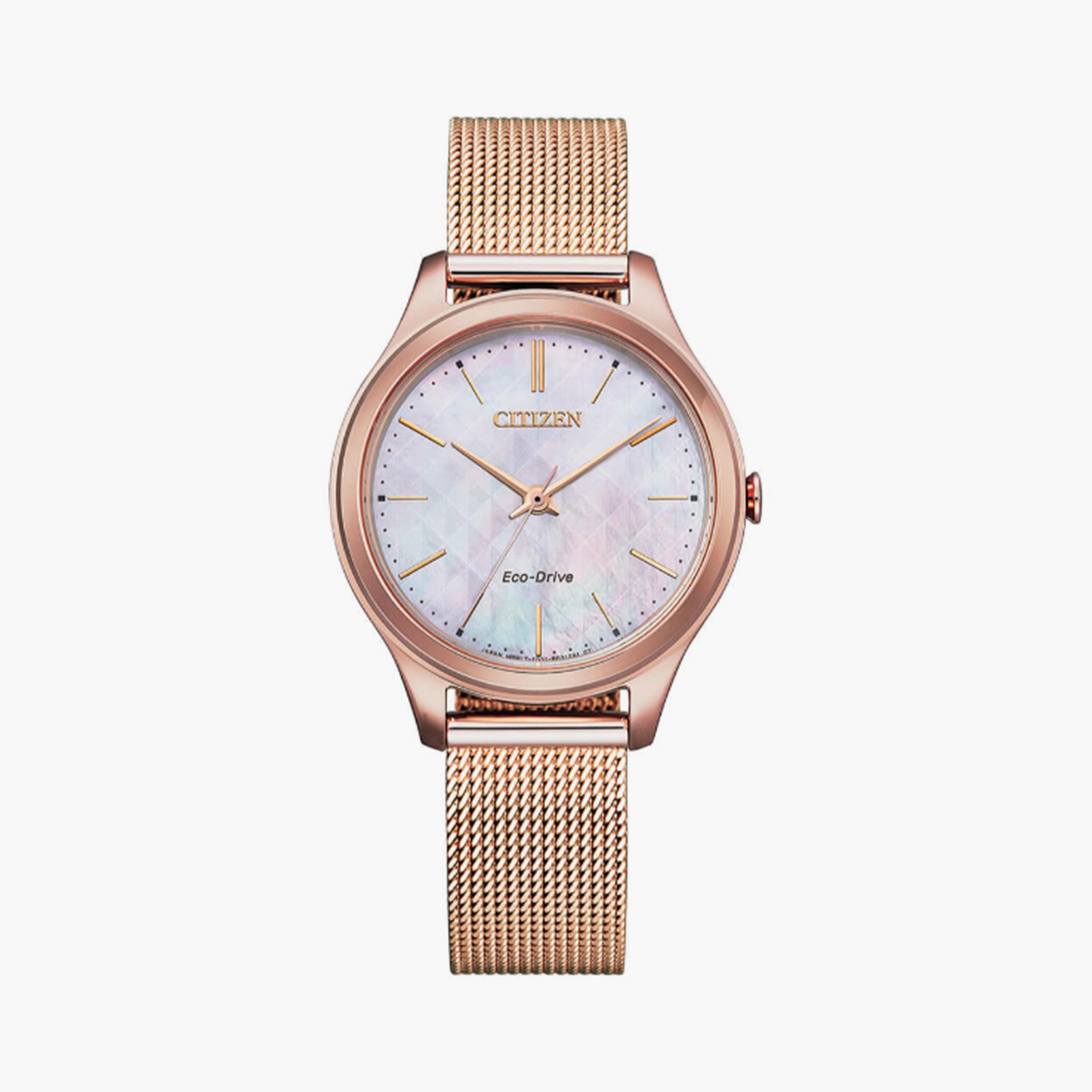 سيتيزن إيكو-درايف ساعة انالوج 32 مم ستانلس ستيل روز جولد | EM0508-80Y-women-watchesandjewellery-watches-image-1