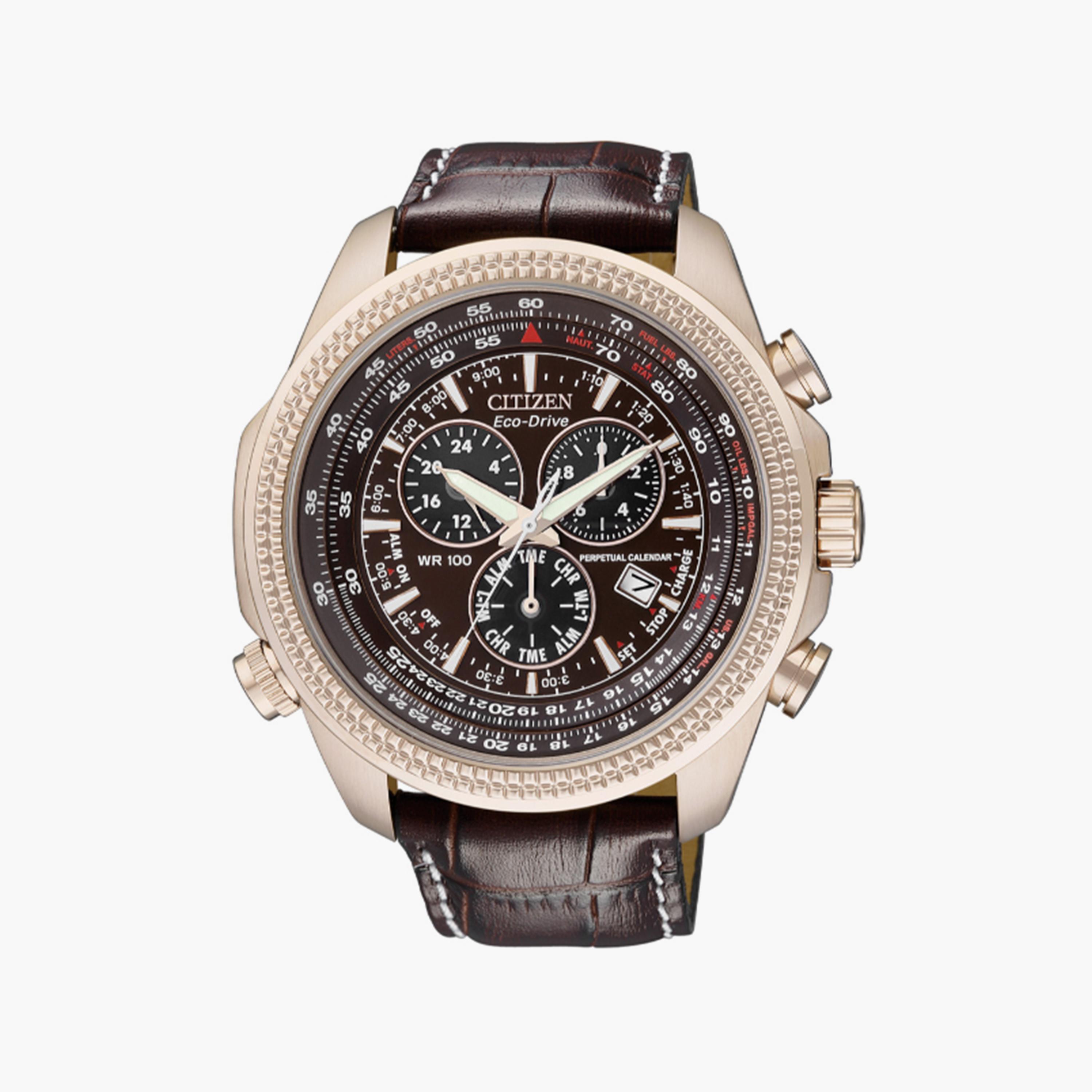 سيتيزن ايكو-درايف ساعة رجالية كرونوغراف 48 مم جلد بني | BL5403-03X-men-watchesandjewellery-watches-image-1