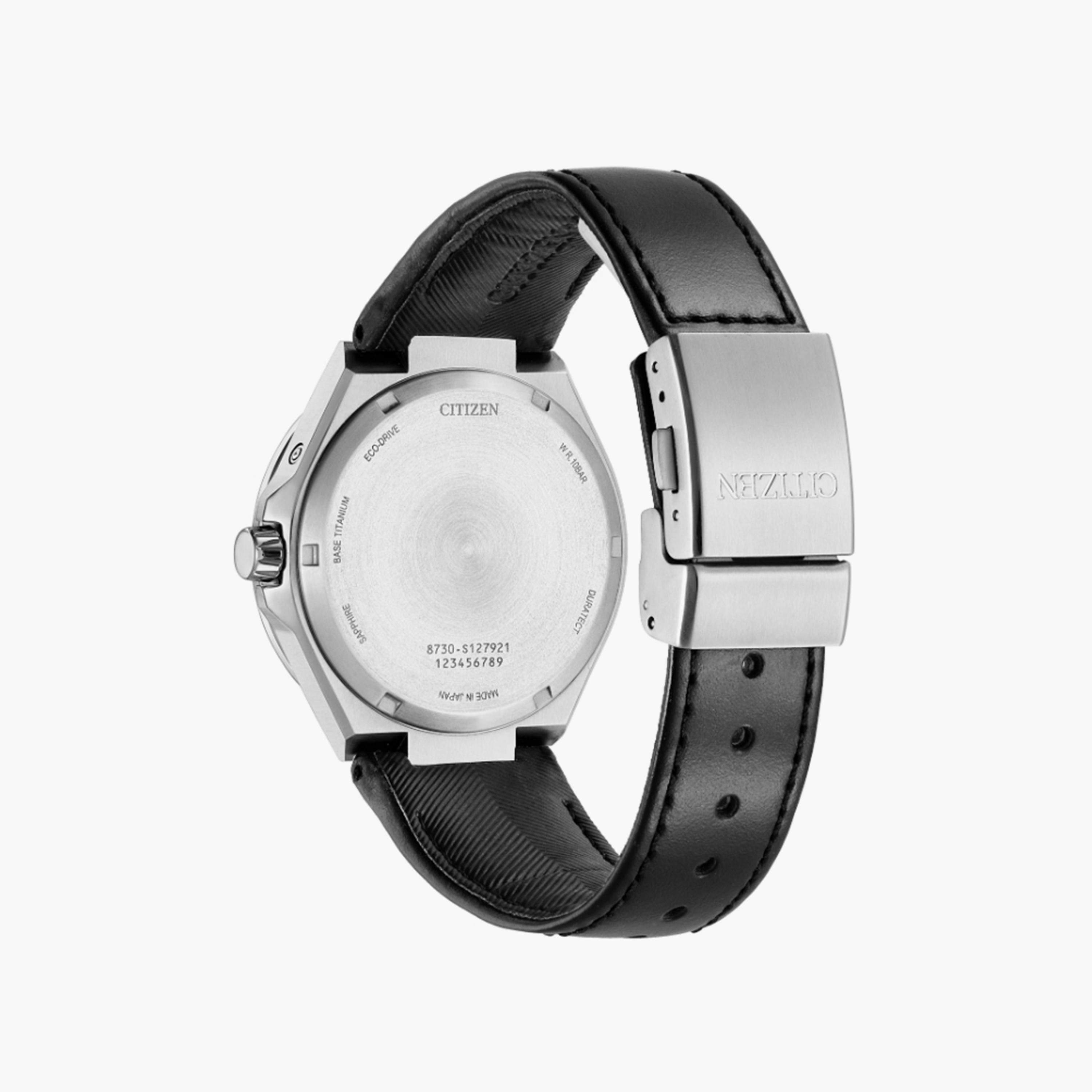 Citizen Eco-Drive Men's 42 MM Black Chronograph Leather Strap Watch | BU0060-09H-men-watchesandjewellery-watches-image-2