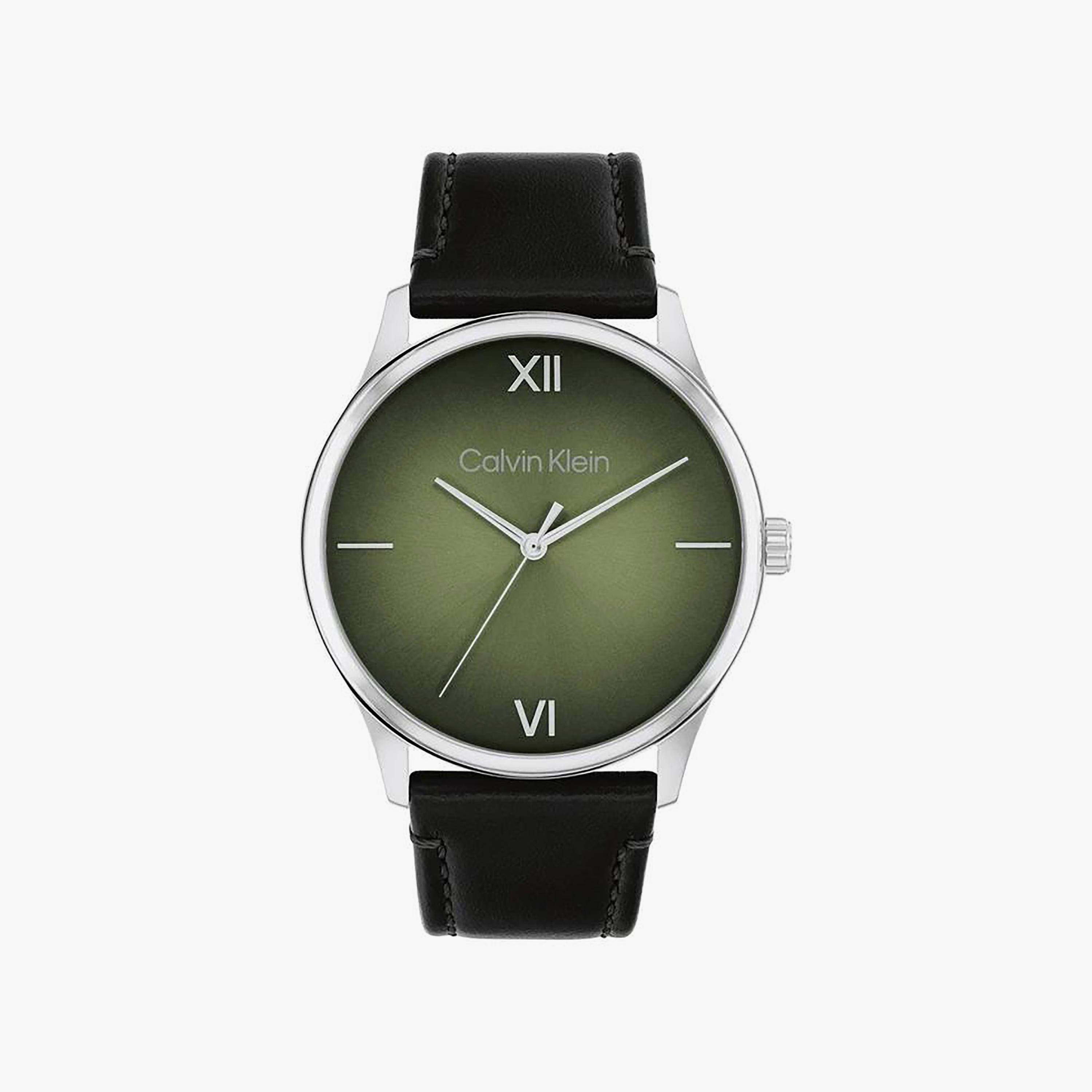 Calvin Klein Men's Black Analog Leather Strap Watch | 25200454-men-watchesandjewellery-watches-image-1