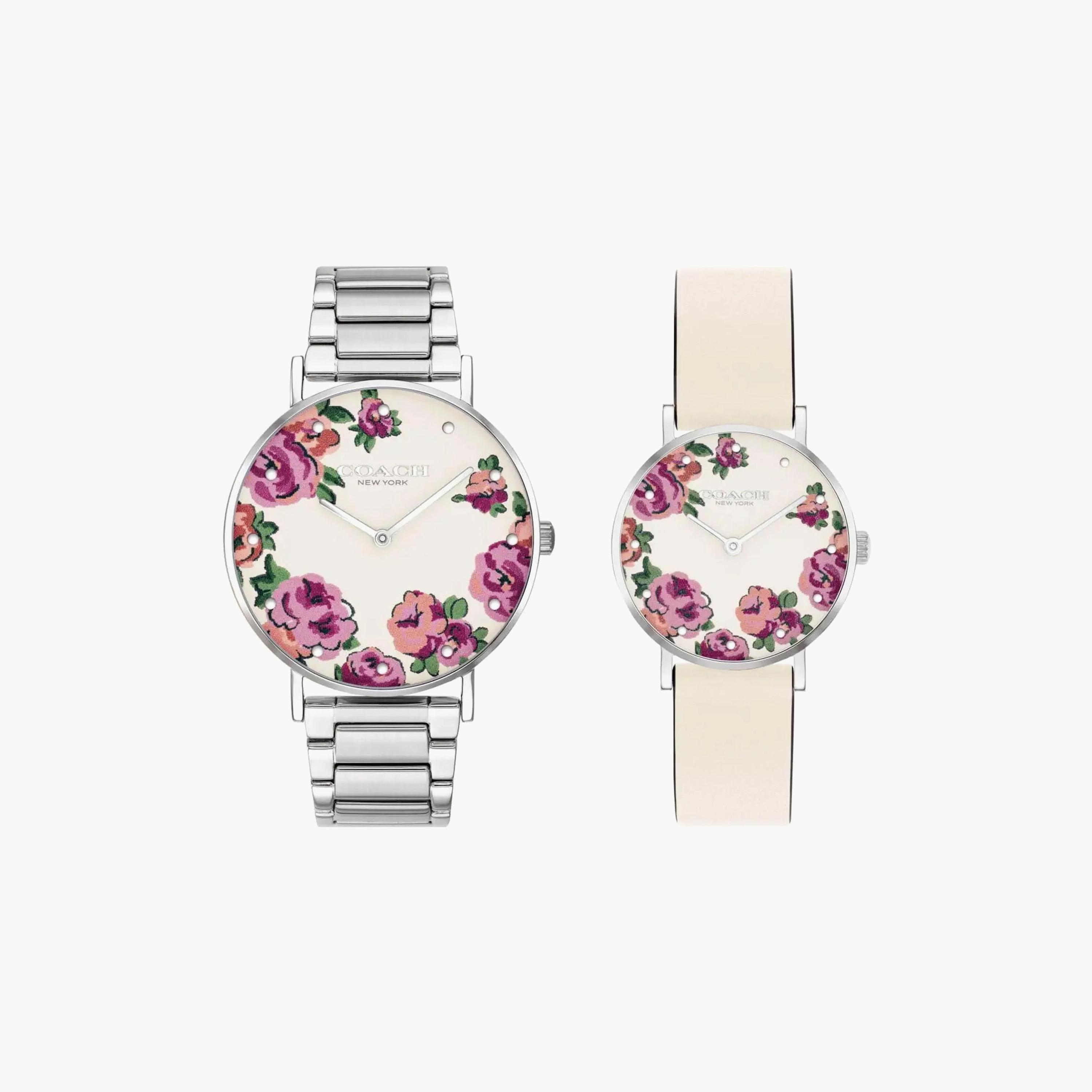 Coach Women's Silver Analog Stainless Steel Strap Watch Set | 14000094-women-watchesandjewellery-watches-image-1