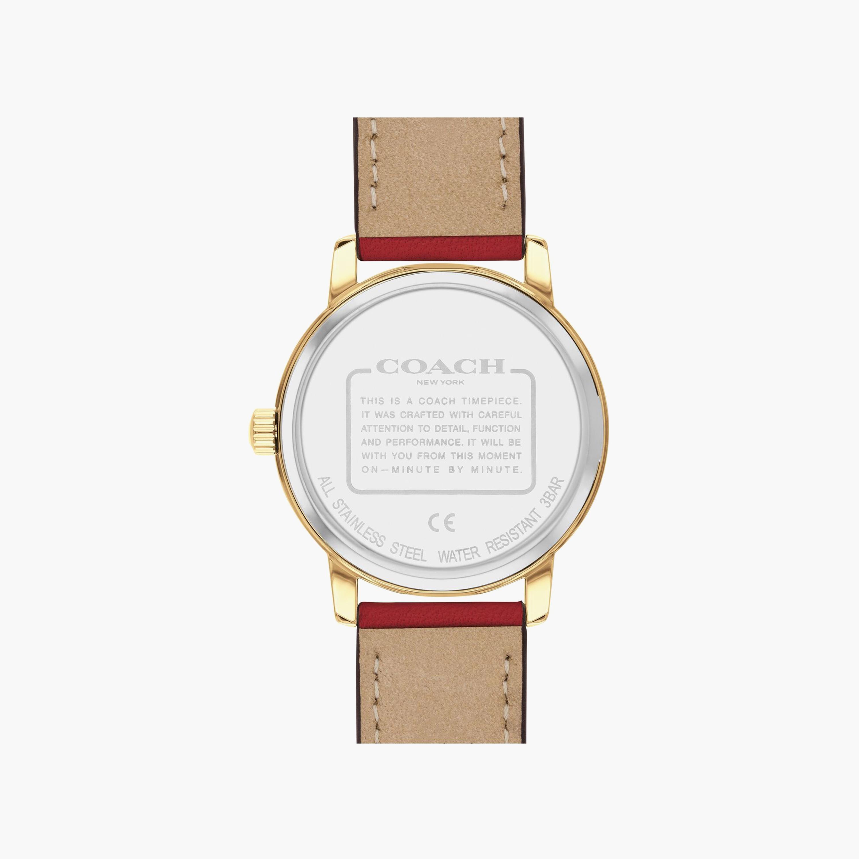 Coach Women's Red Analog Leather Strap Watch | 14503848-women-watchesandjewellery-watches-image-3