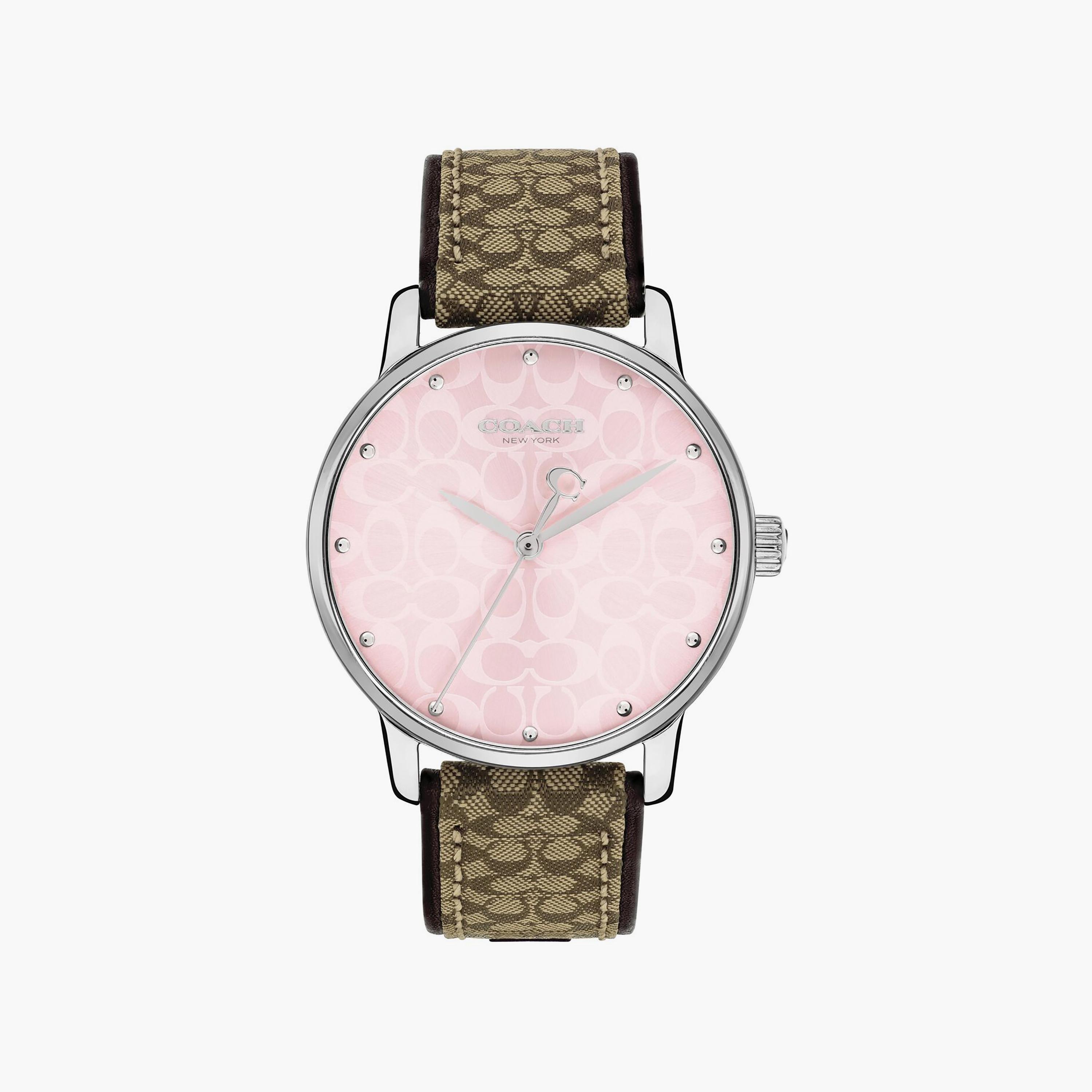 Coach Women's Brown Analog Fabric Strap Watch | 14503873-women-watchesandjewellery-watches-image-1